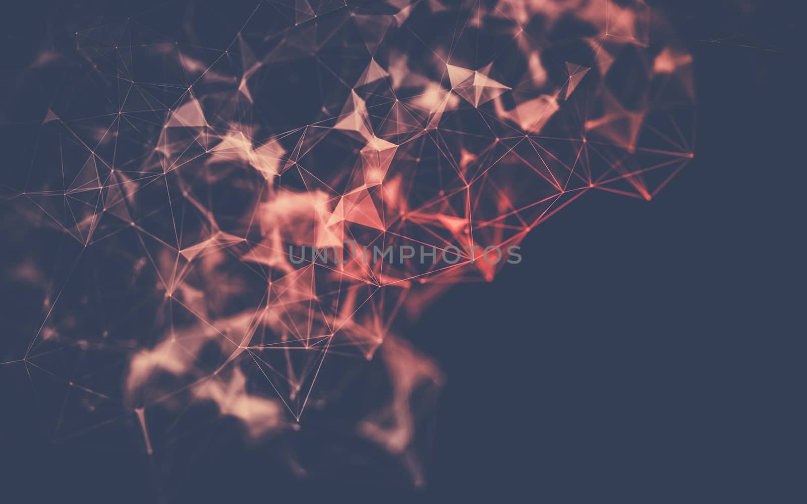 Abstract polygonal space low poly dark background with connecting dots and lines. Connection structure.