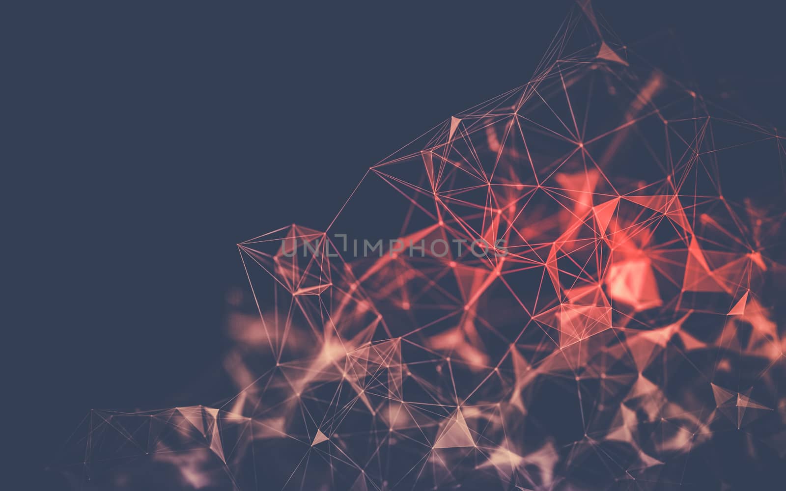 Abstract polygonal space low poly dark background with connecting dots and lines. Connection structure.