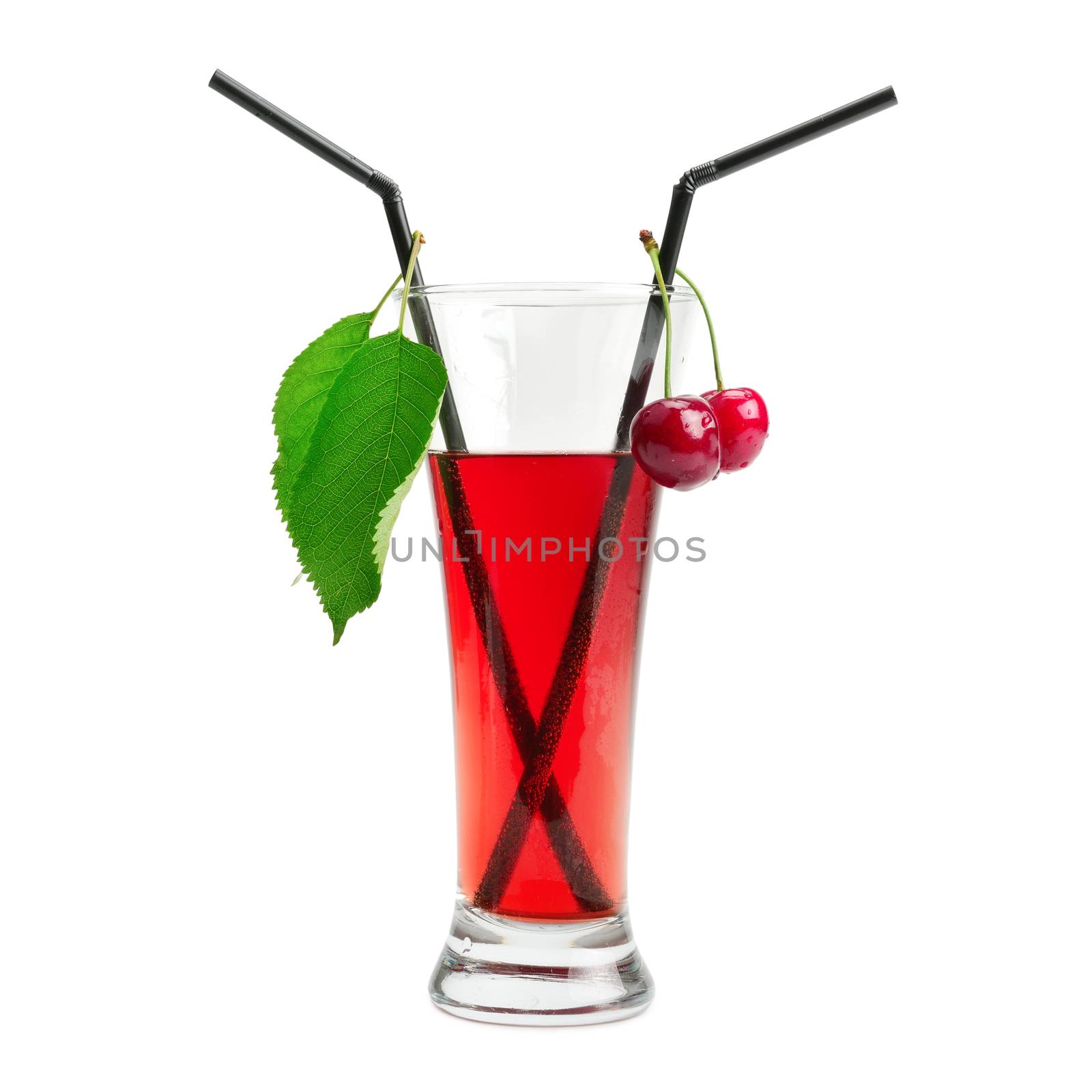 Cherry cocktail isolated on white background