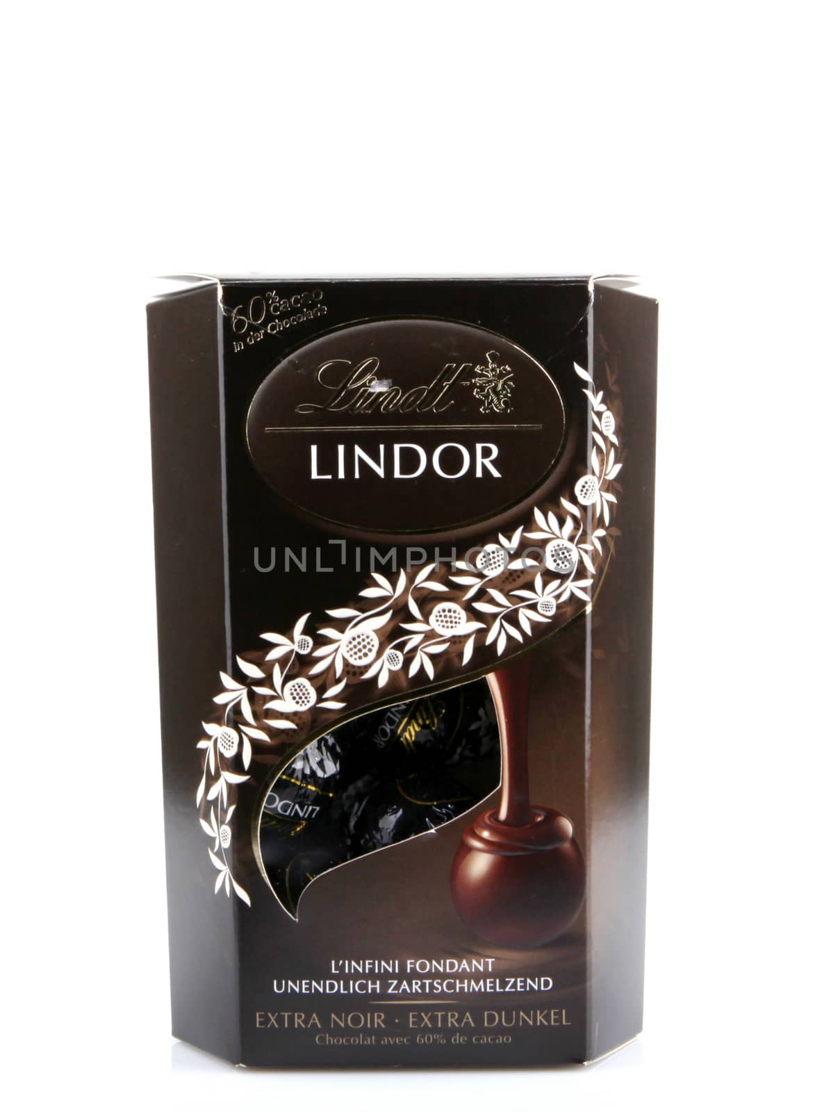 AYTOS, BULGARIA - APRIL 03, 2016: Milk Chocolate LINDOR truffle. Lindt is recognized as a leader in the market for premium quality chocolate.