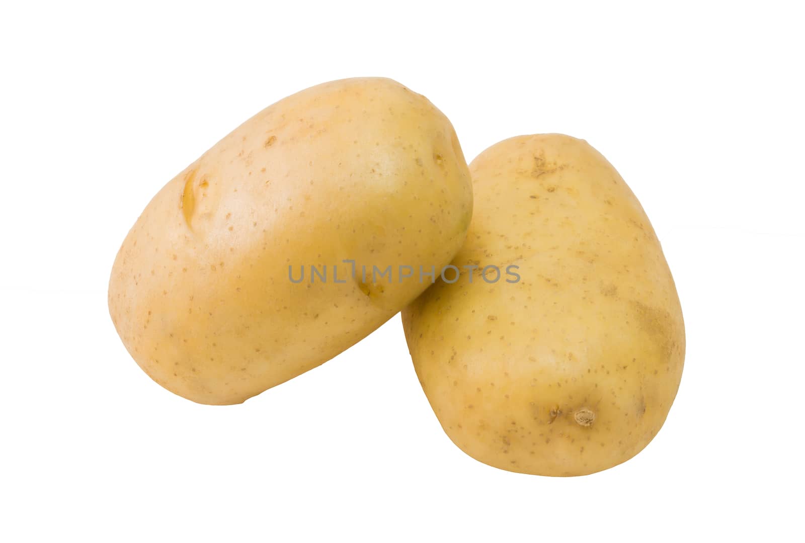 Fresh potatoes isolated on white background close up