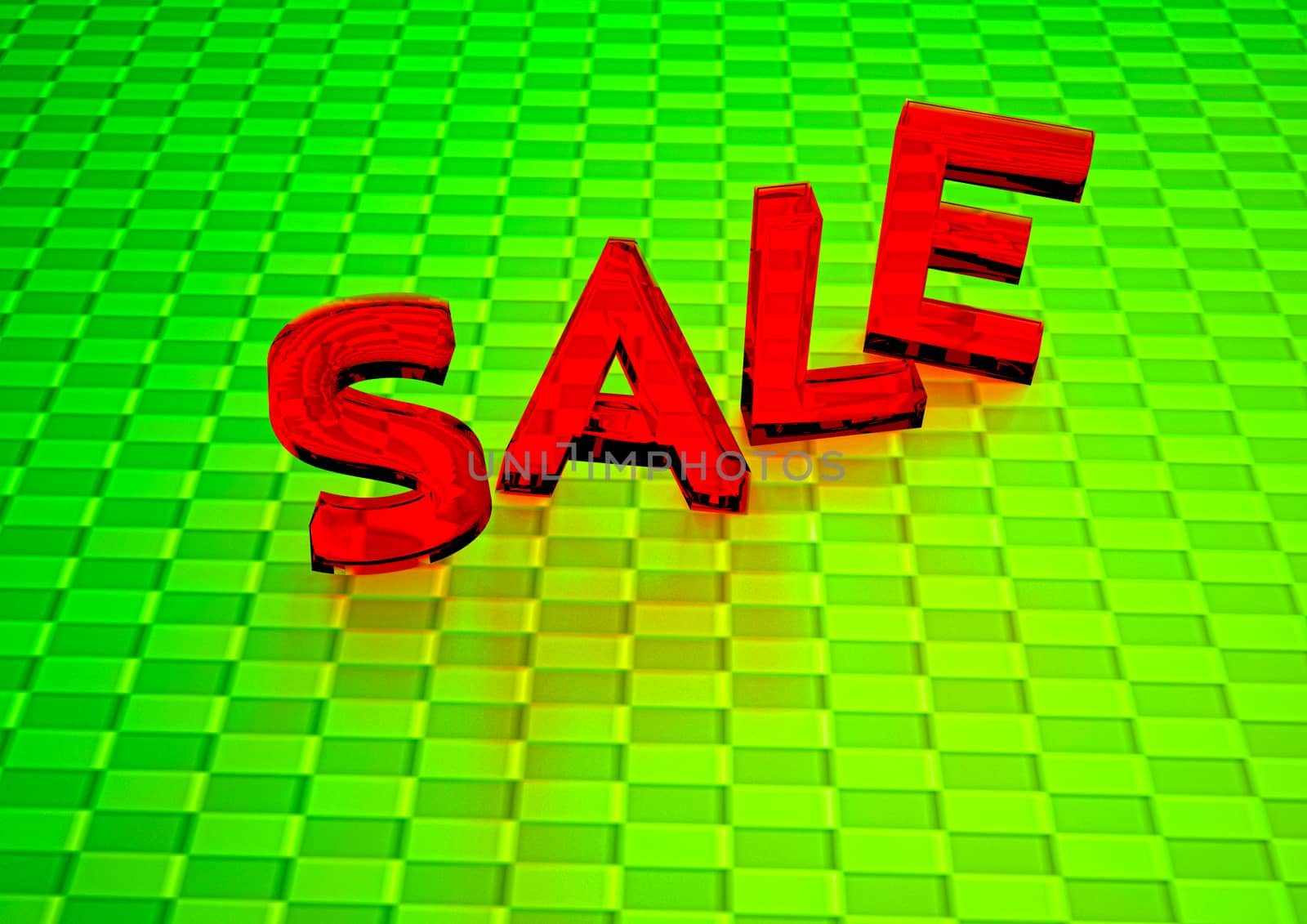 The dimensional word sale on a background. 3D illustration.