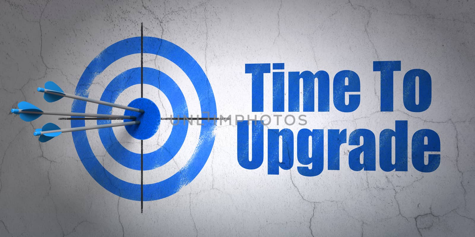 Time concept: target and Time To Upgrade on wall background by maxkabakov