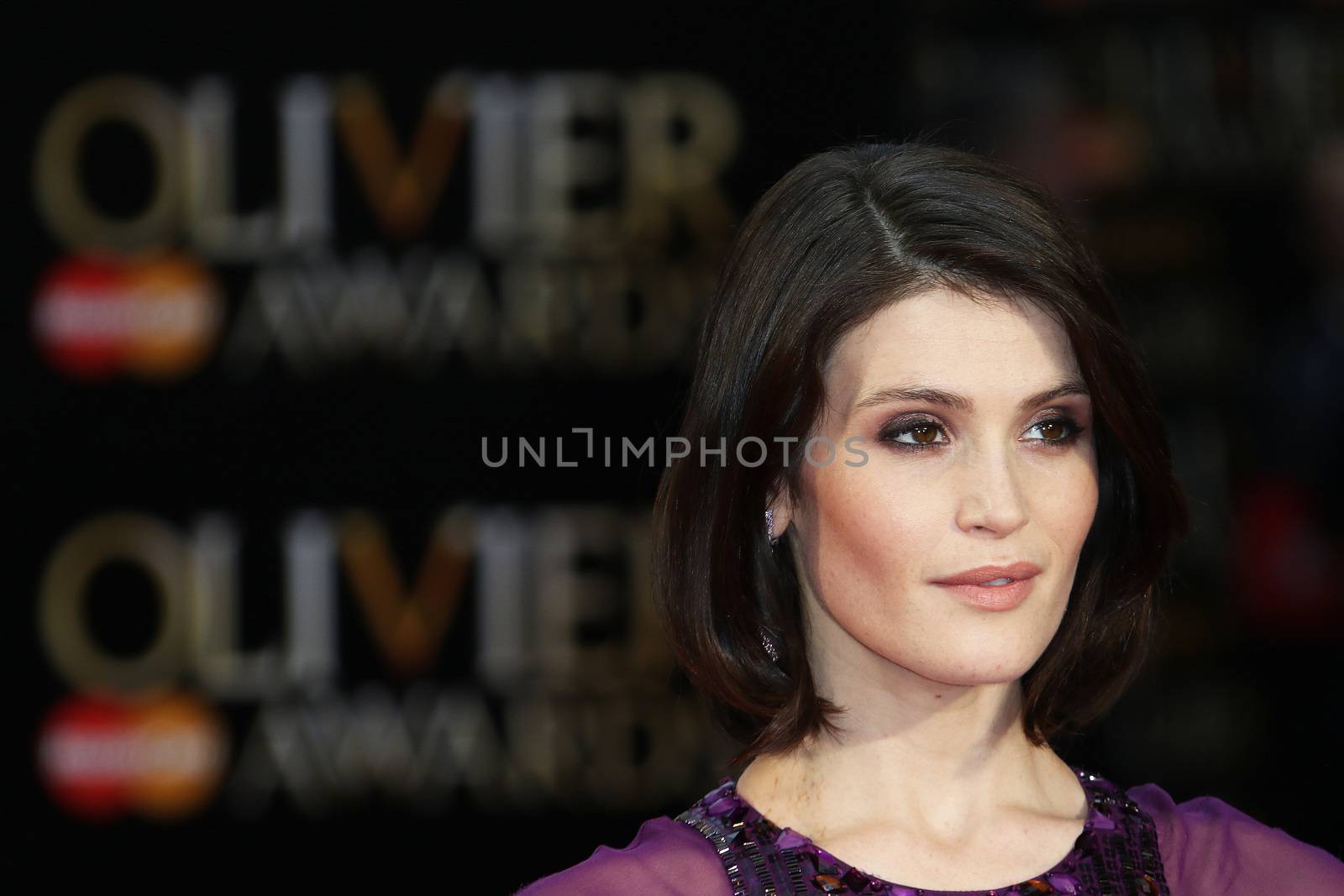 UK, London: Gemma Arterton hits the red carpet for the Olivier Awards at the Royal Opera House in London on April 3, 2016.