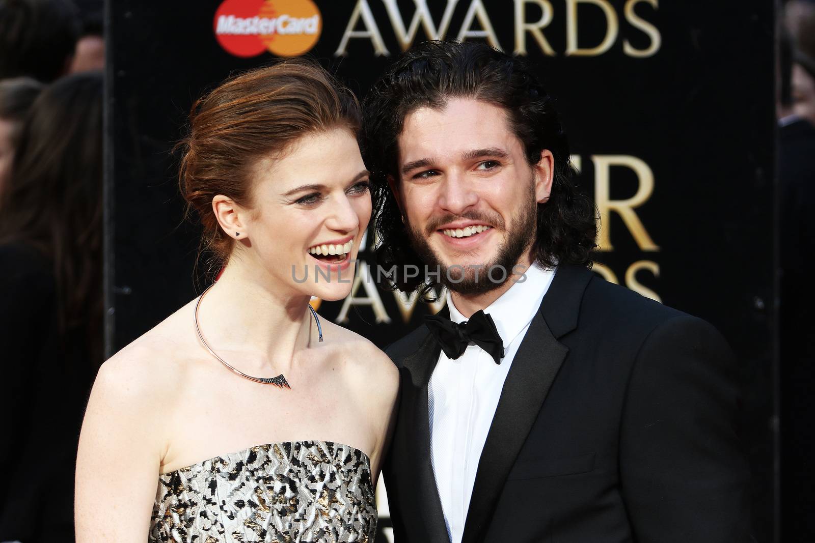 UK, London: Rose Leslie and Kit Harington hits the red carpet for the Olivier Awards at the Royal Opera House in London on April 3, 2016.