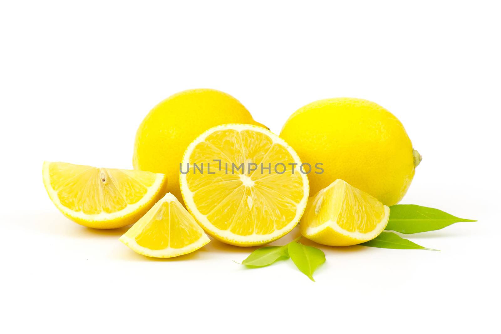 fresh lemons on white background