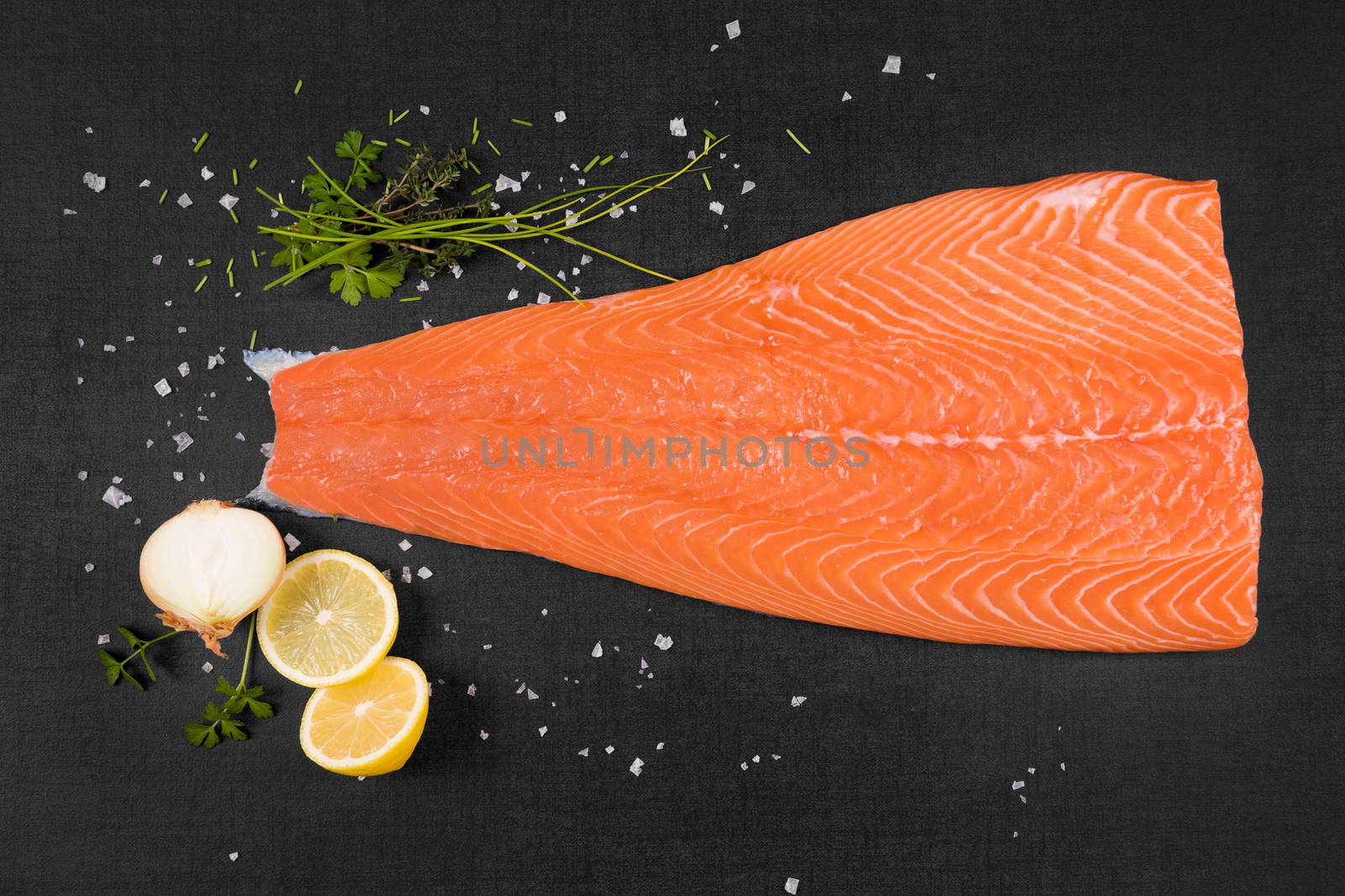 Fresh salmon background. by eskymaks
