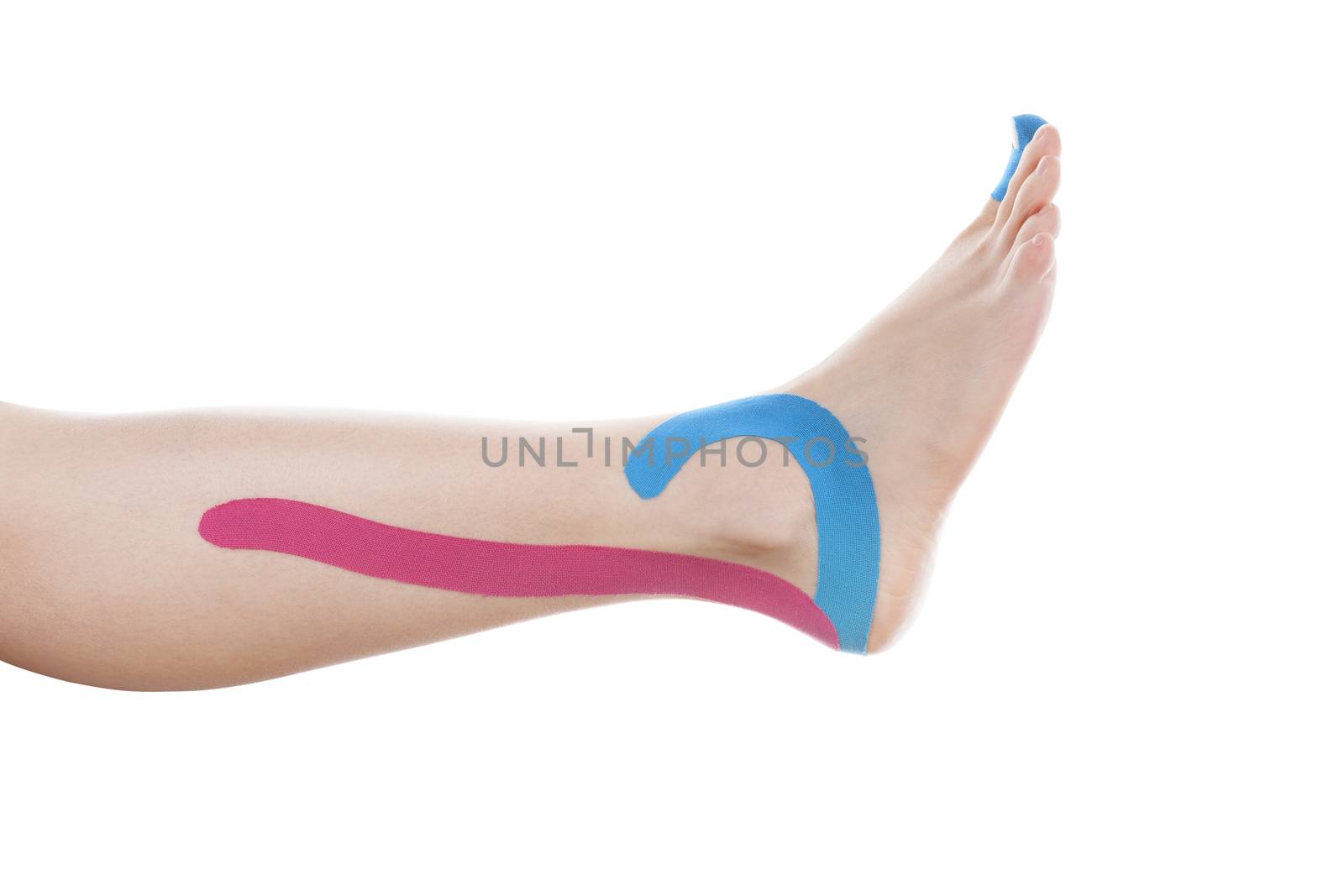 Therapeutic tape on female ankle. by eskymaks