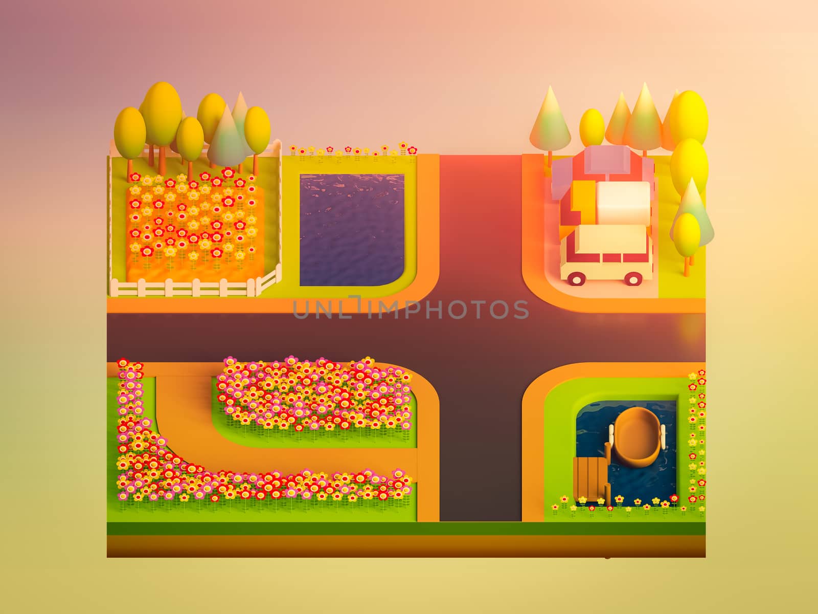 green earth concept in isometric view