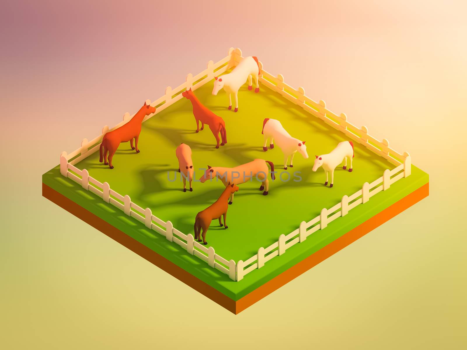 animals in the landscape, isometric view by teerawit