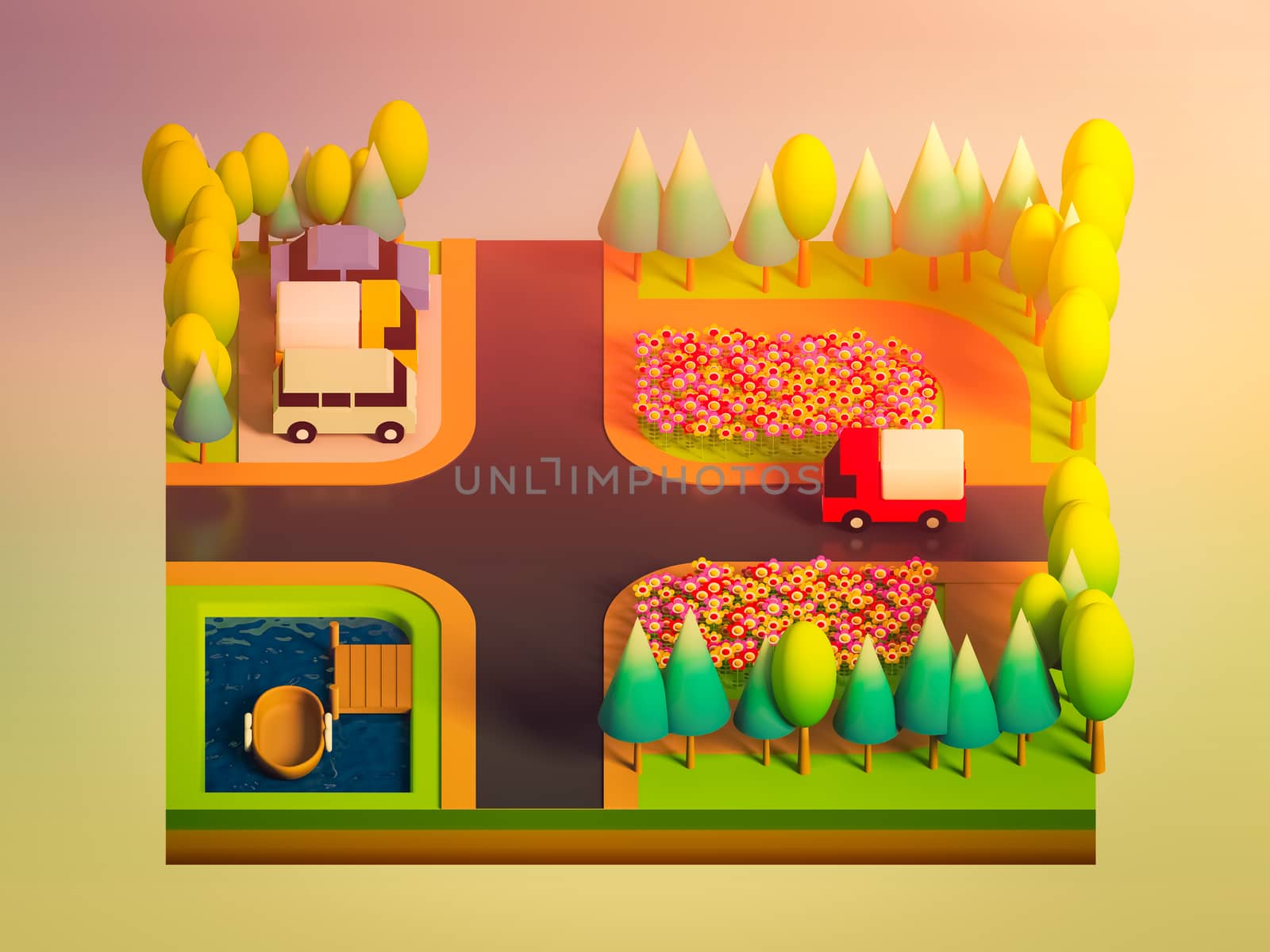 green earth concept in isometric view