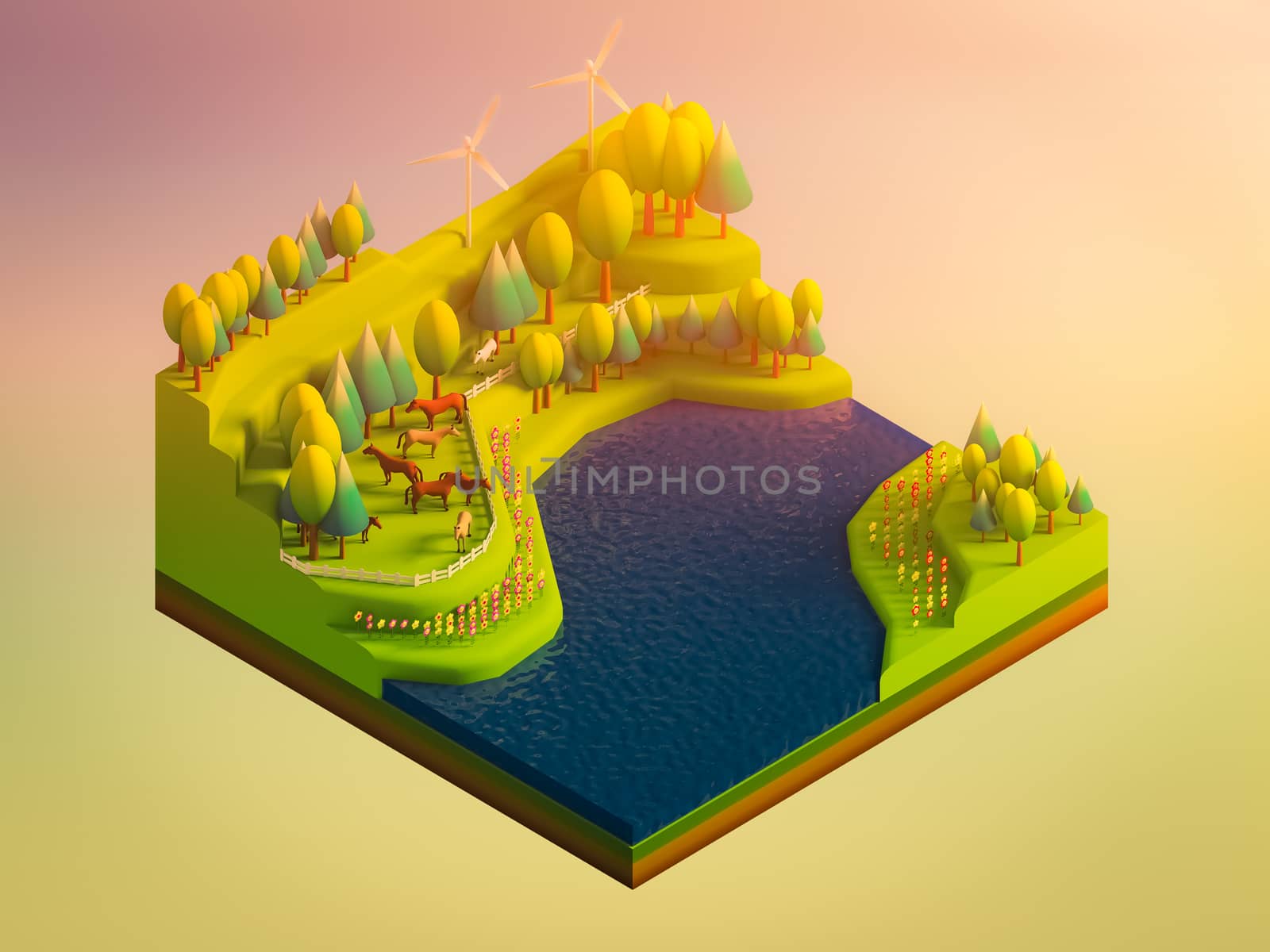 green earth concept in isometric view