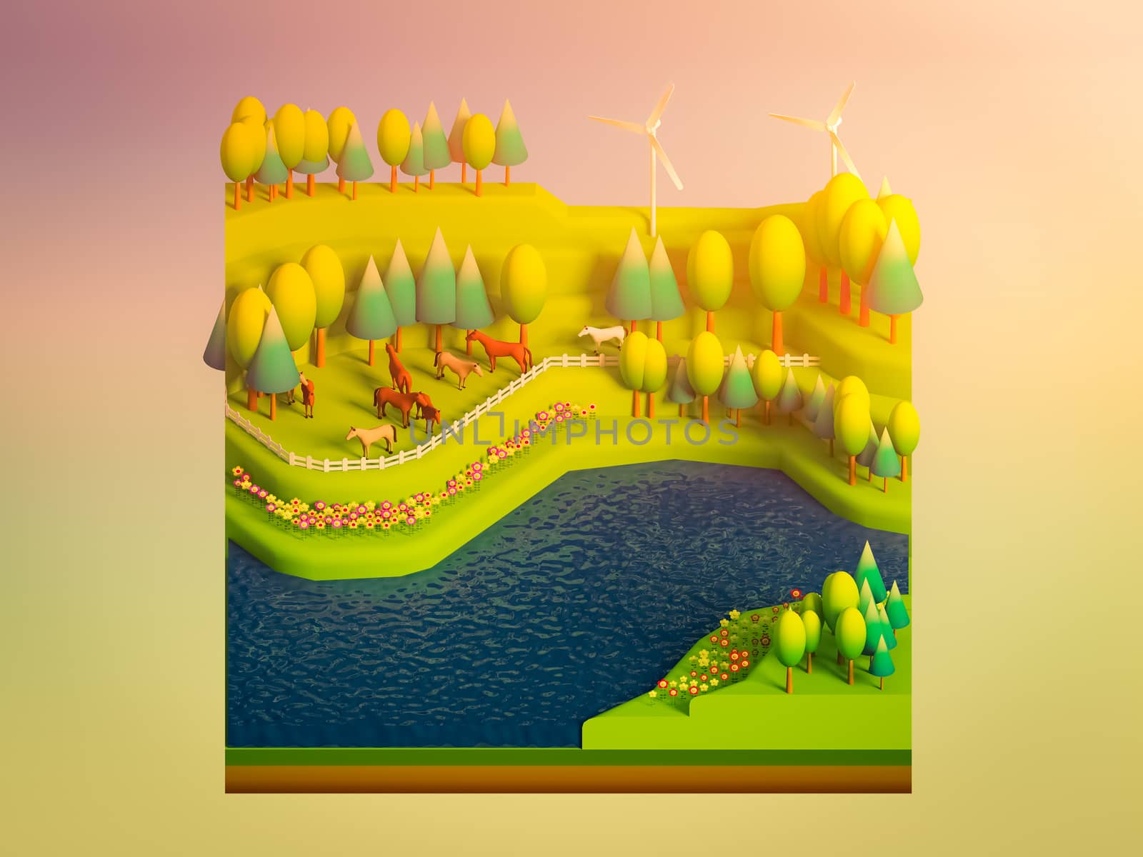 green earth concept in isometric view