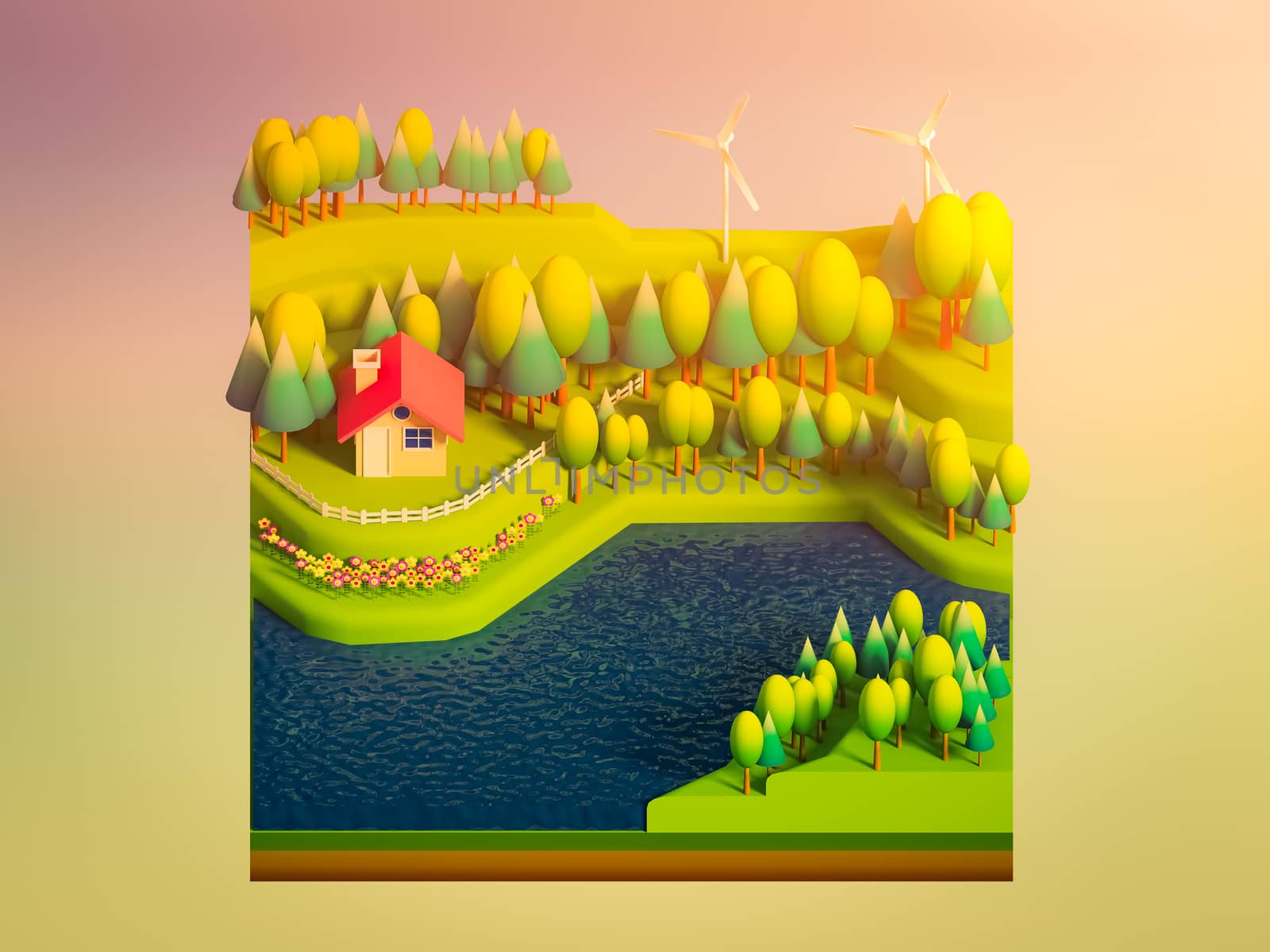 green earth concept in isometric view