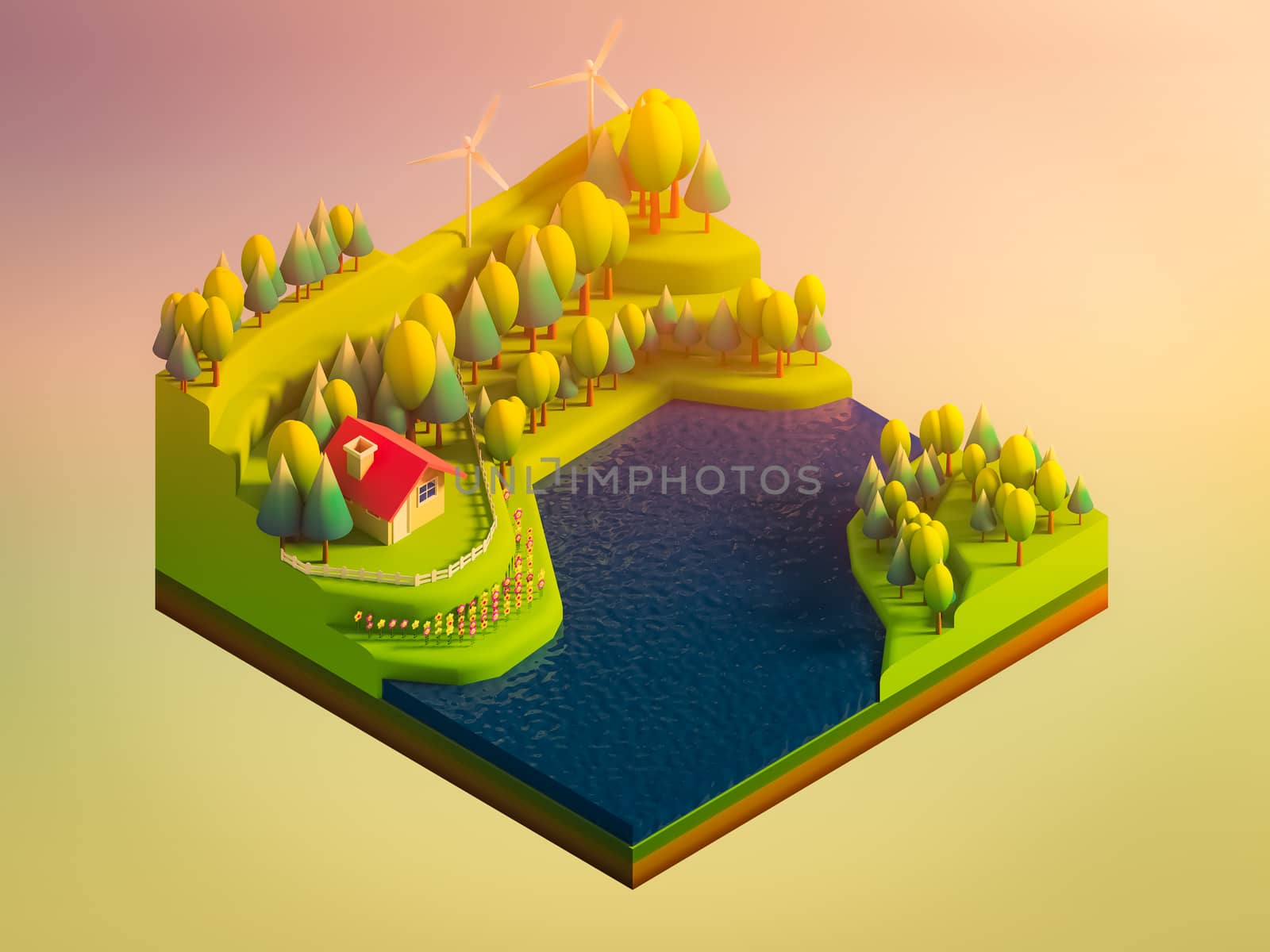 green earth concept in isometric view