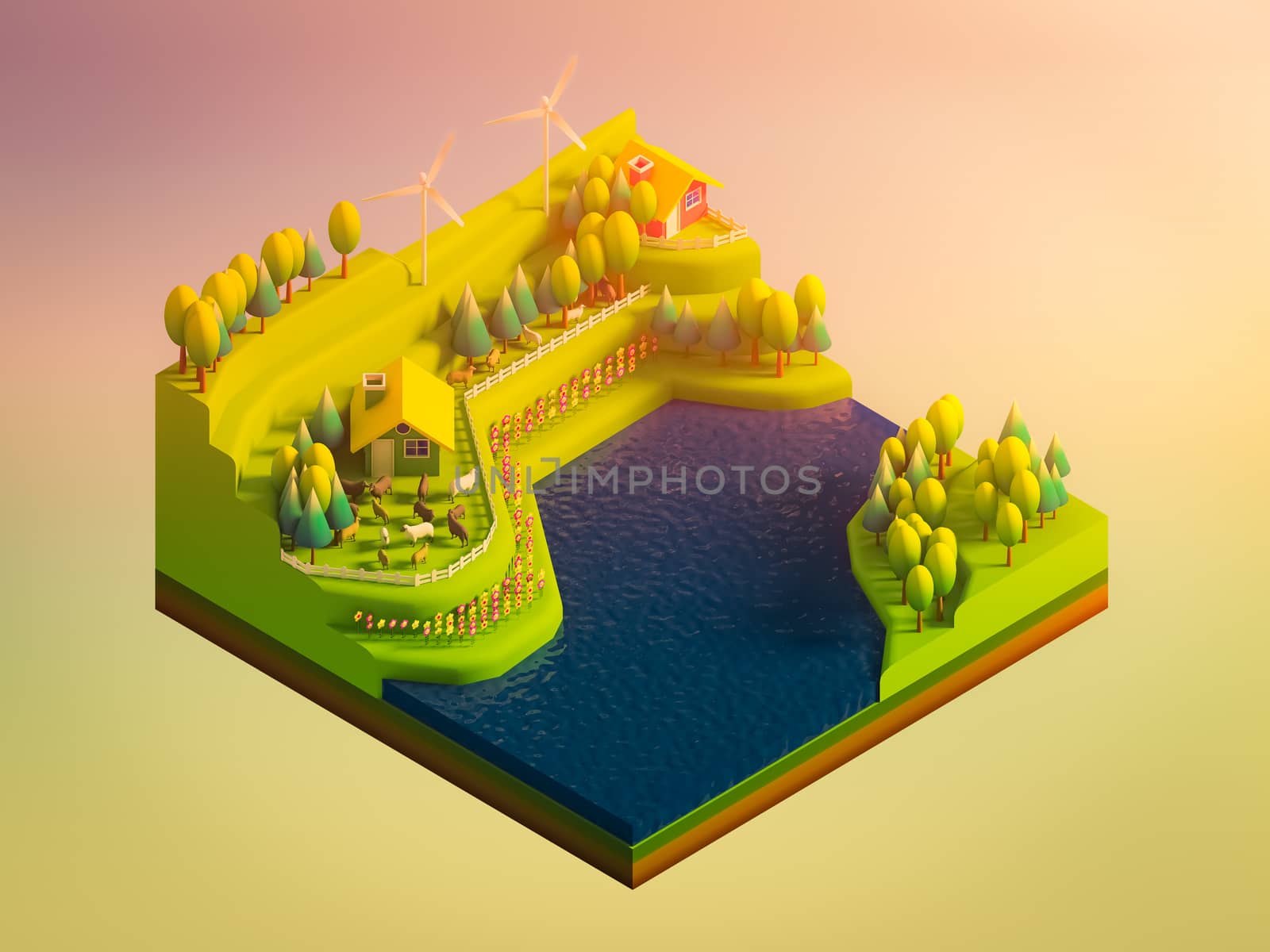 green earth concept in isometric view