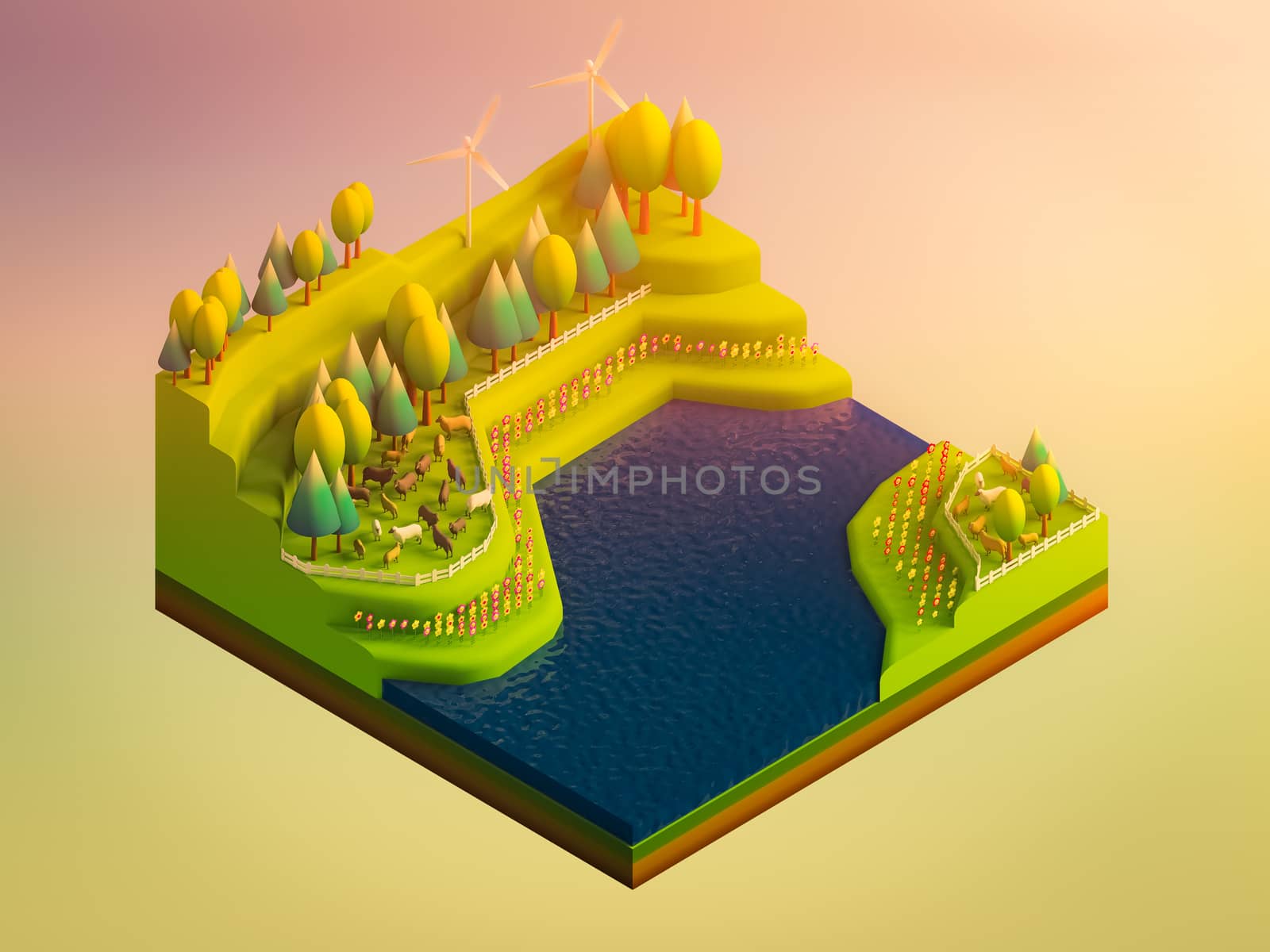 green earth concept in isometric view