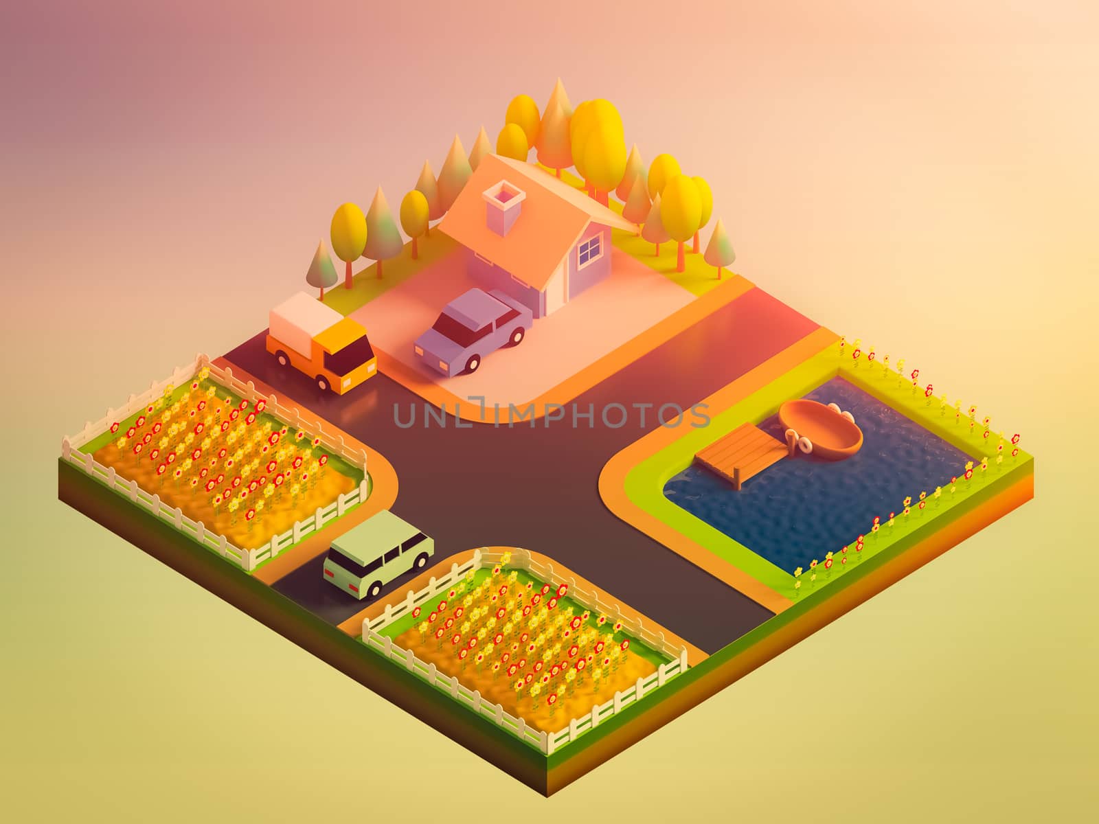 green earth concept in isometric view