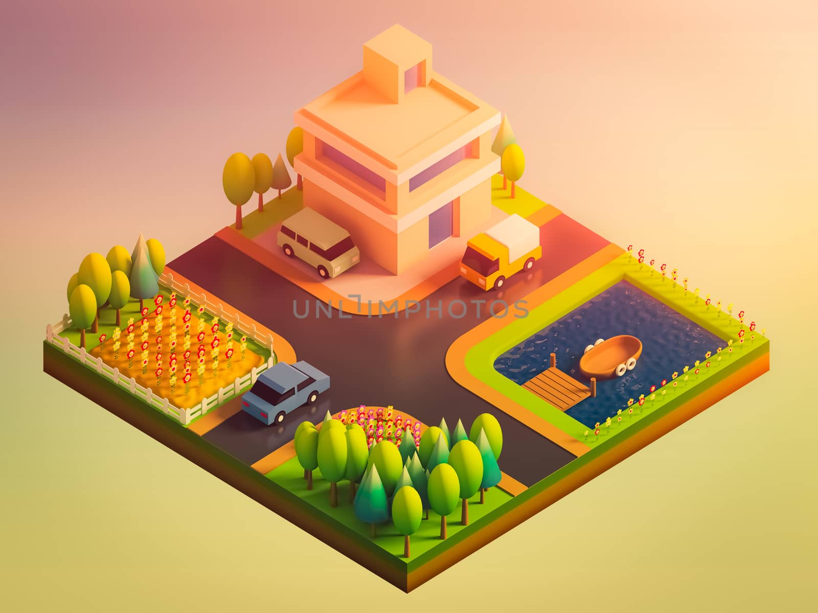 green earth concept in isometric view