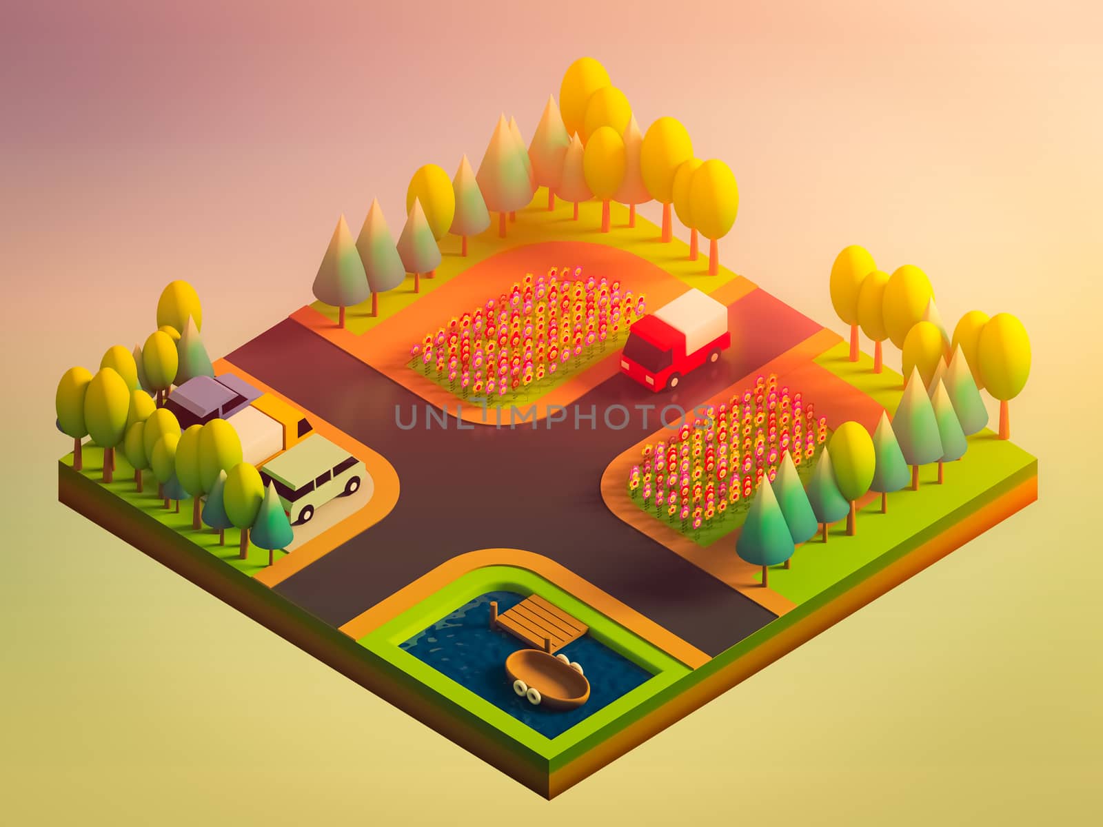 green earth concept in isometric view