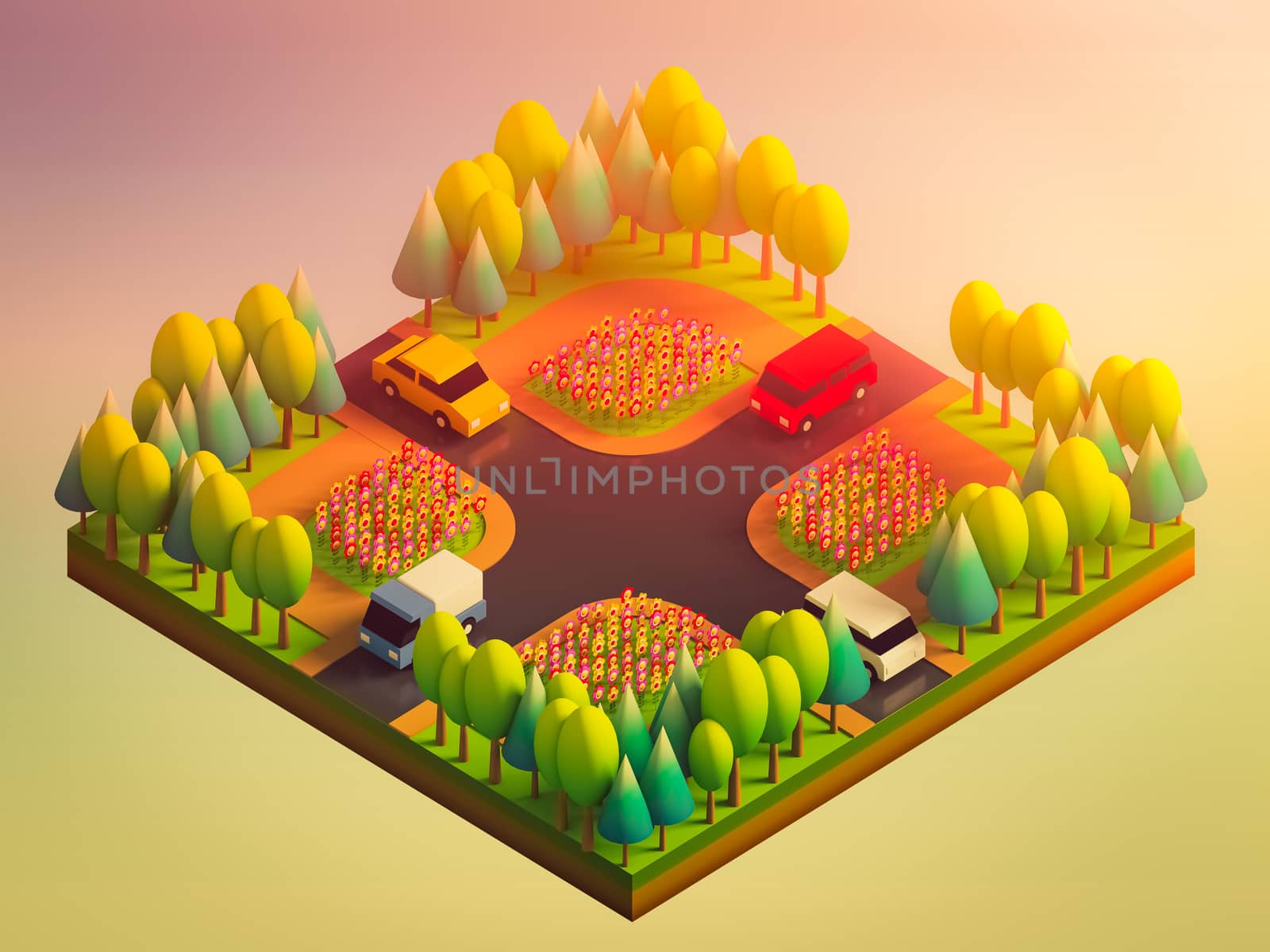 green earth concept in isometric view