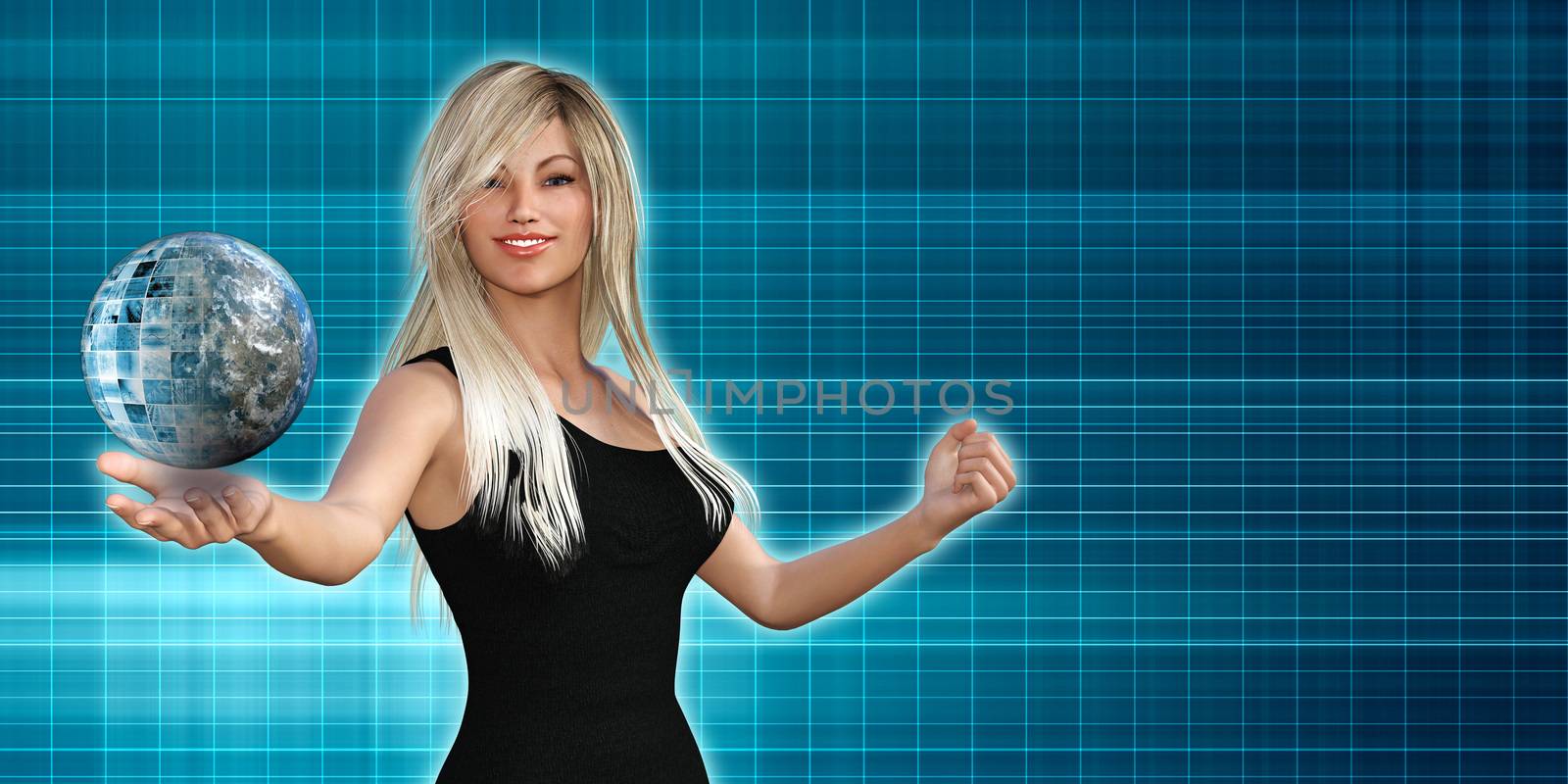 Woman Presenting a Business Technology Solution Presentation Background