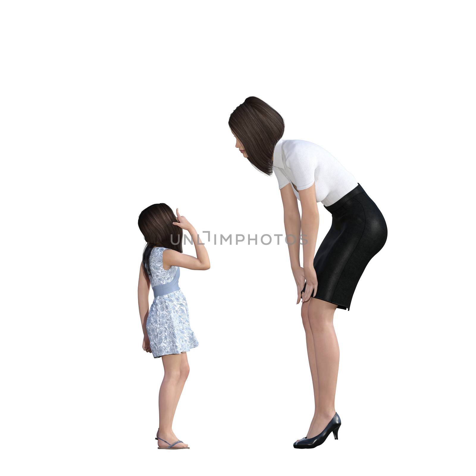 Mother Daughter Interaction of Girl Explaining Something as an Illustration Concept