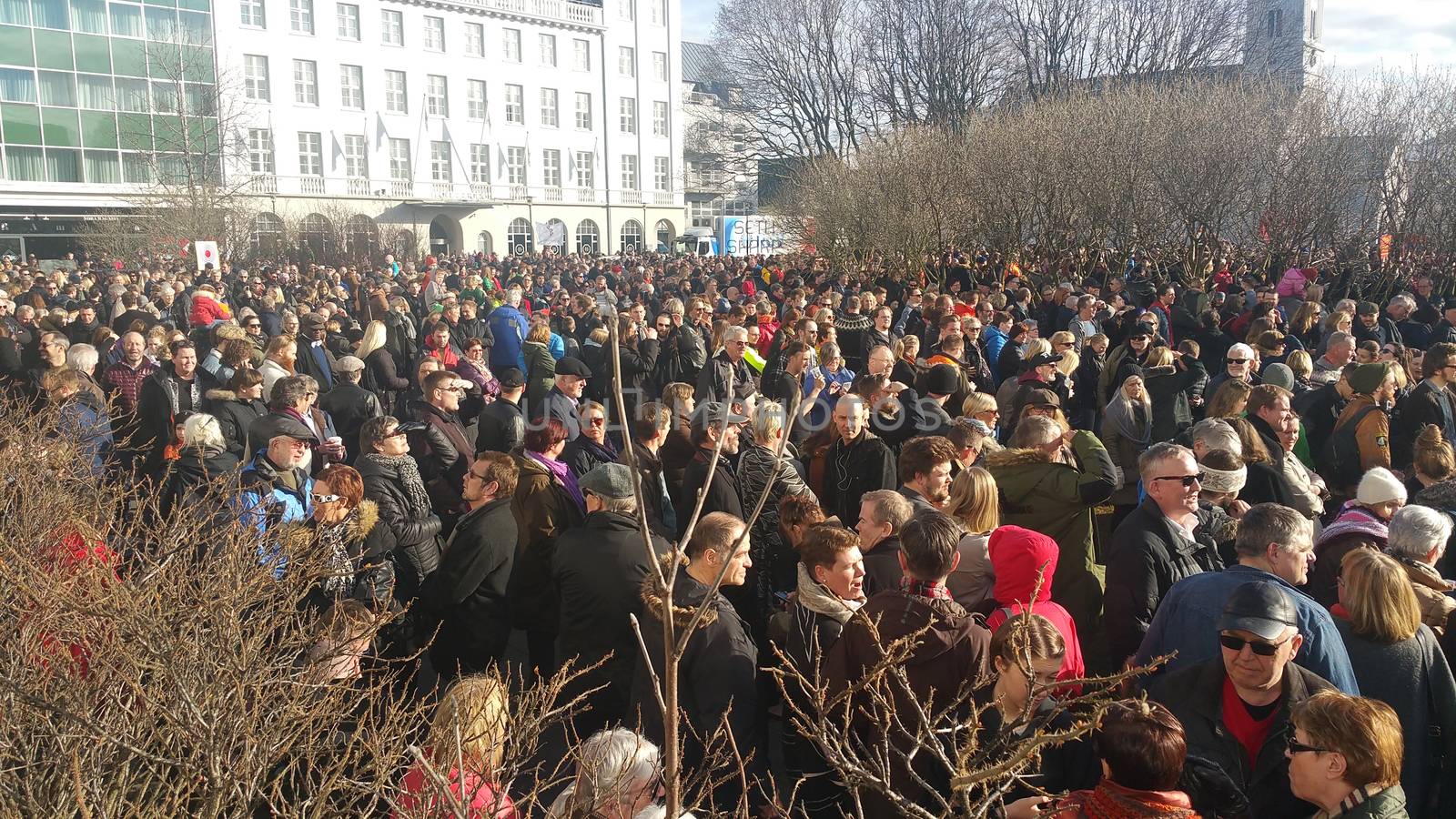 ICELAND, Reykjavik: People gathered in Reykjavik, Iceland on April 4, 2016, to demand the Prime Minister of Iceland, Gunnlaugsson, resign because of the information that was leaked in the Panama Papers. The documents reveal that Prime Minister Sigmundur David Gunnlaugsson, hid millions of dollars in an offshore account as the economy collapsed. 