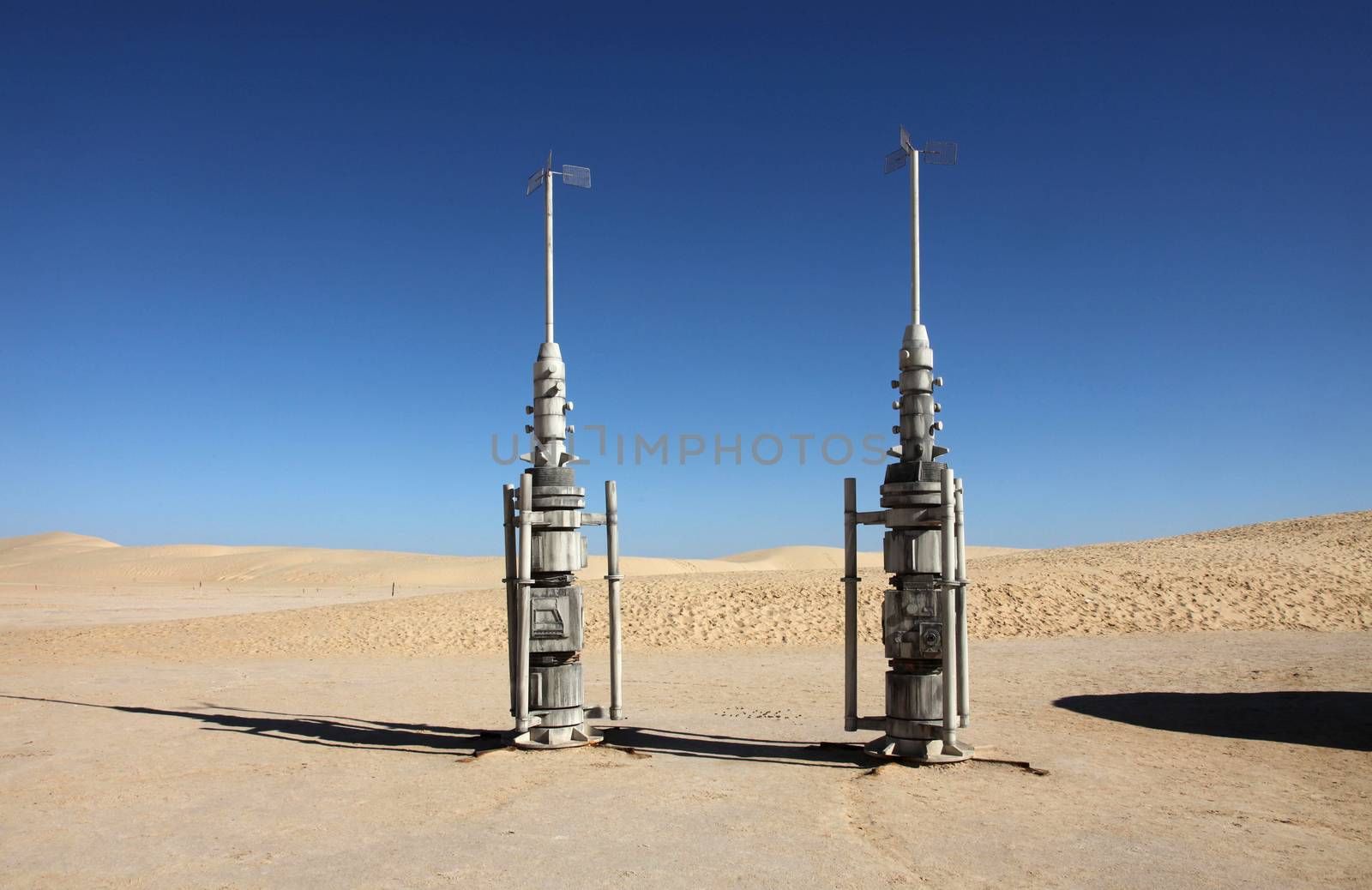 Abandoned decorations for shooting Star Wars movie