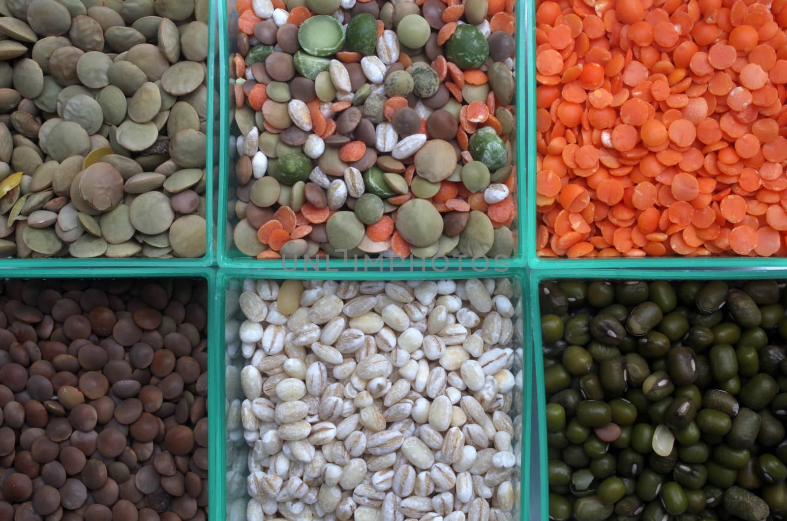 Various beans and grains close up