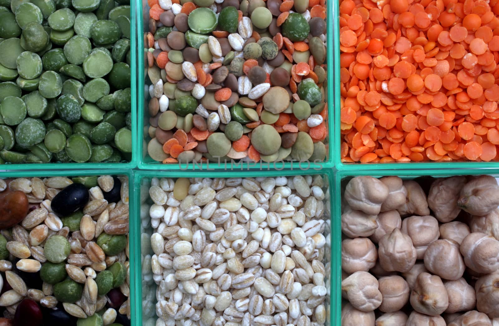 Various beans and grains close up