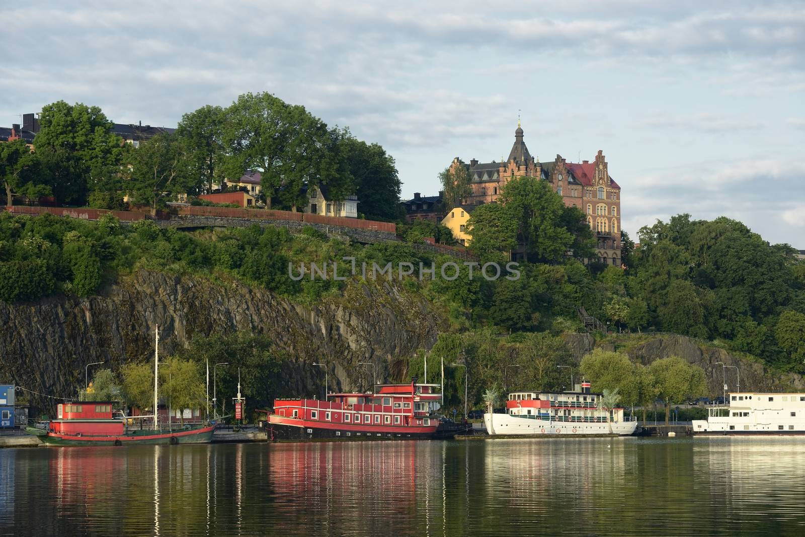 Stockholm embankment with boats