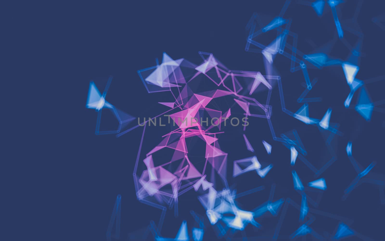 Abstract polygonal space low poly dark background with connecting dots and lines. Connection structure.