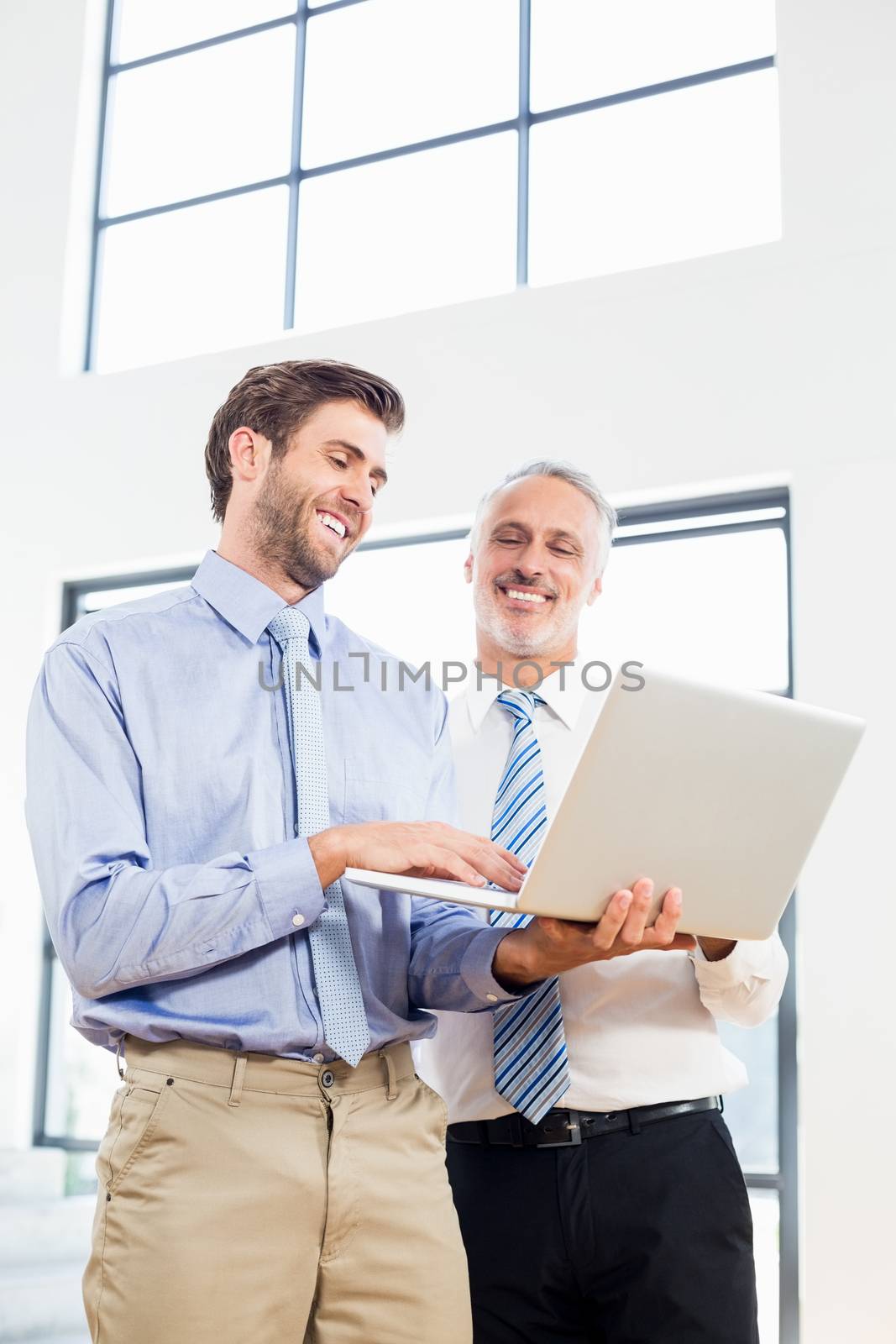 Businessmen working on laptop in office