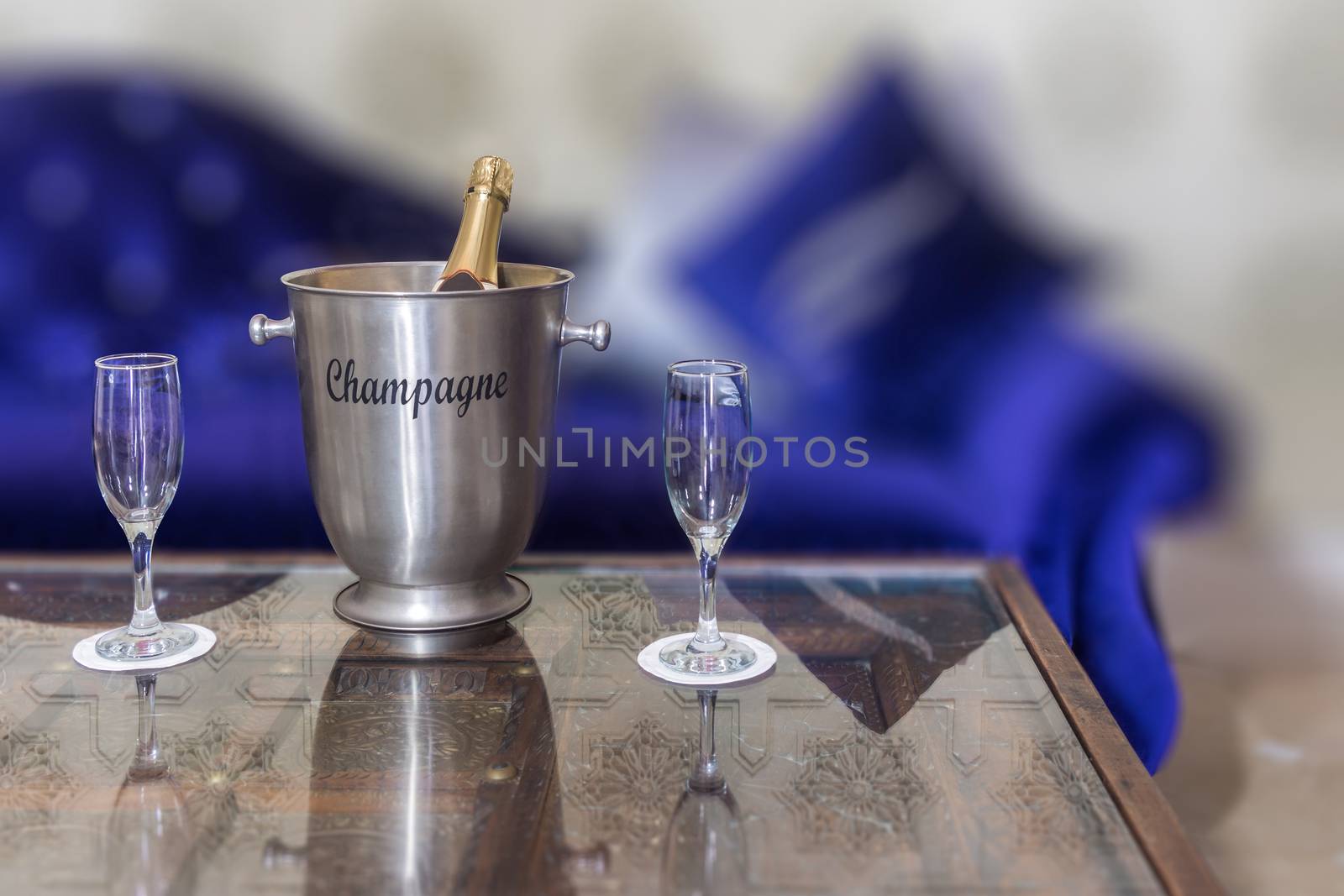 Champagne bucket in a Moroccan style lounge