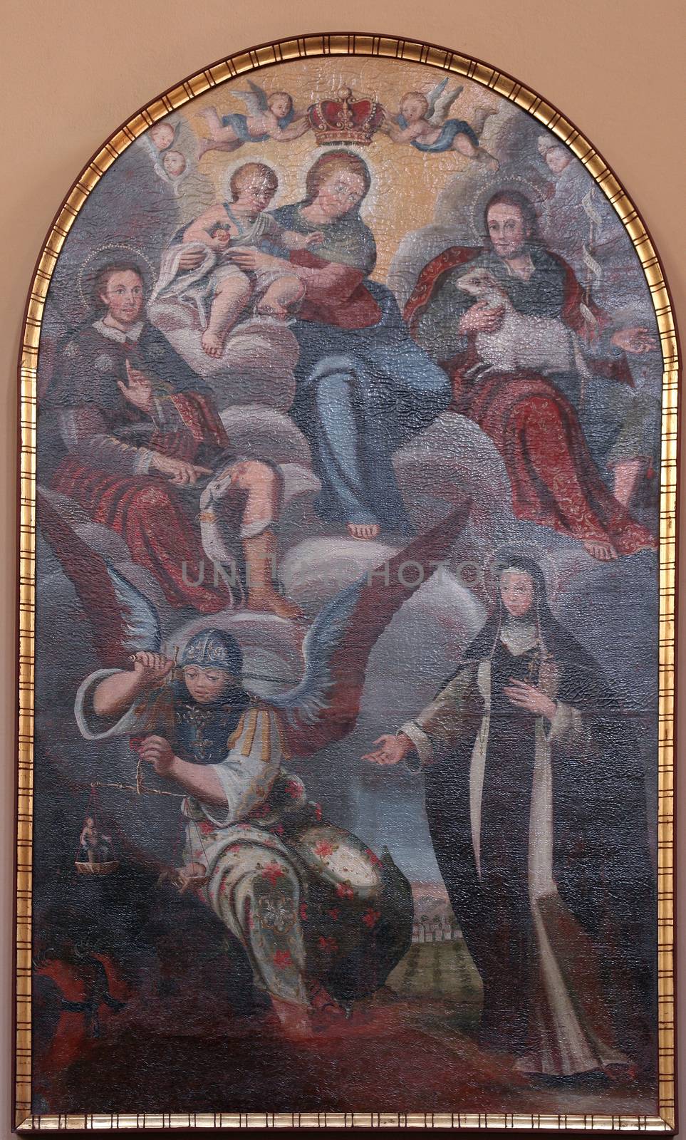 Saint Roch, Agnes, Michael and Clare of Assisi