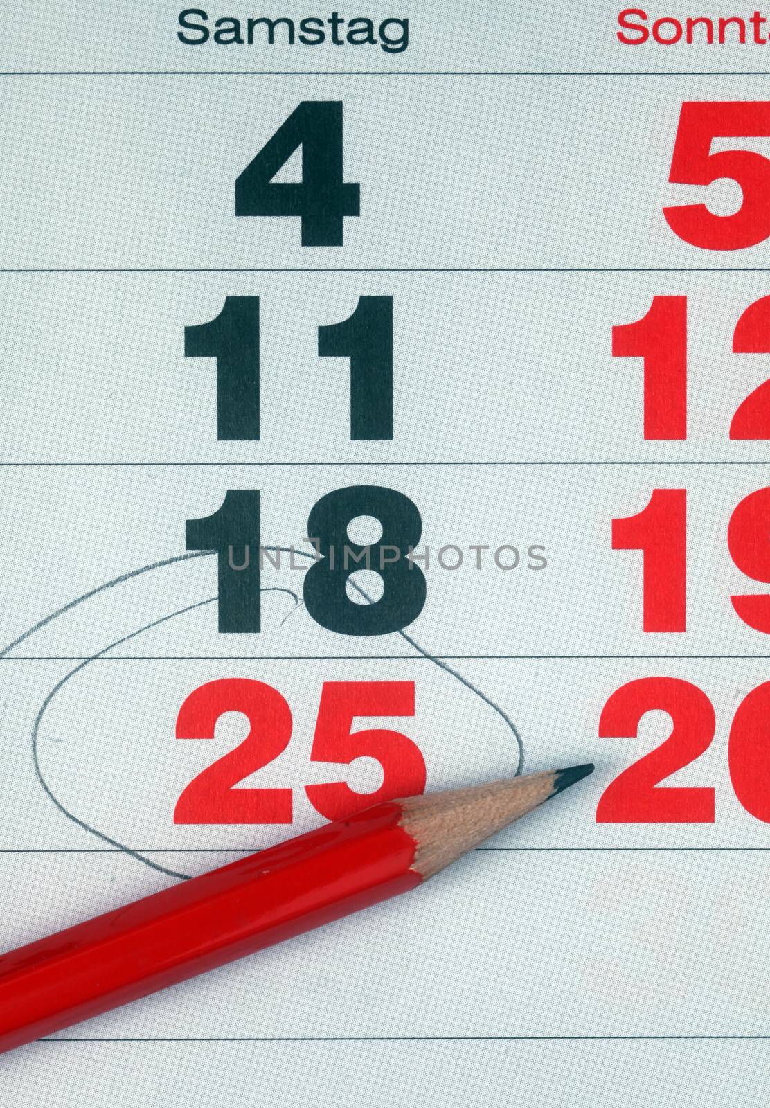 Detail of calendar showing date
