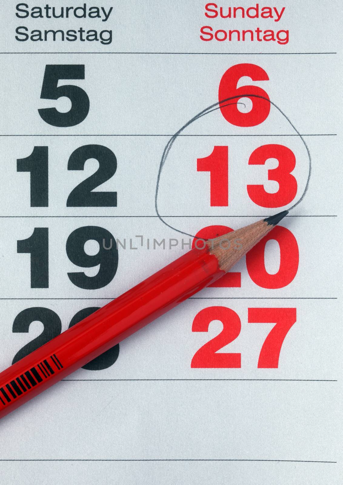 Detail of calendar showing date