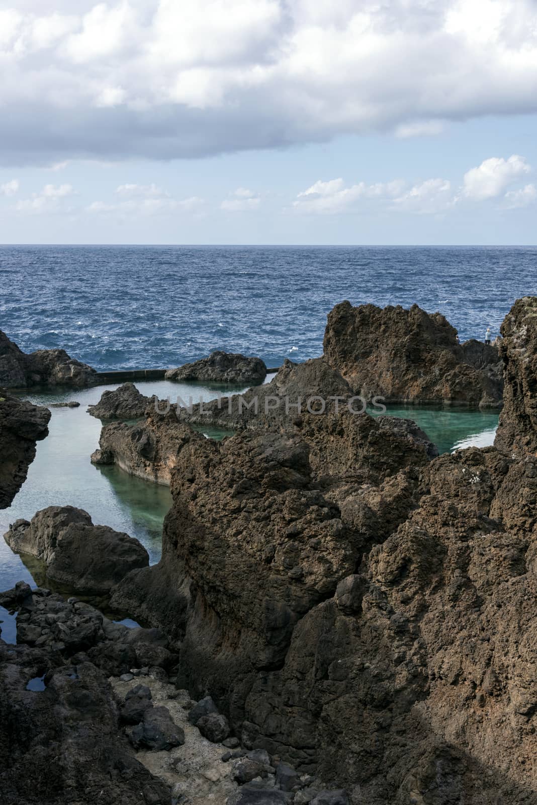 Natural volcano lava pool porto moniz madeira