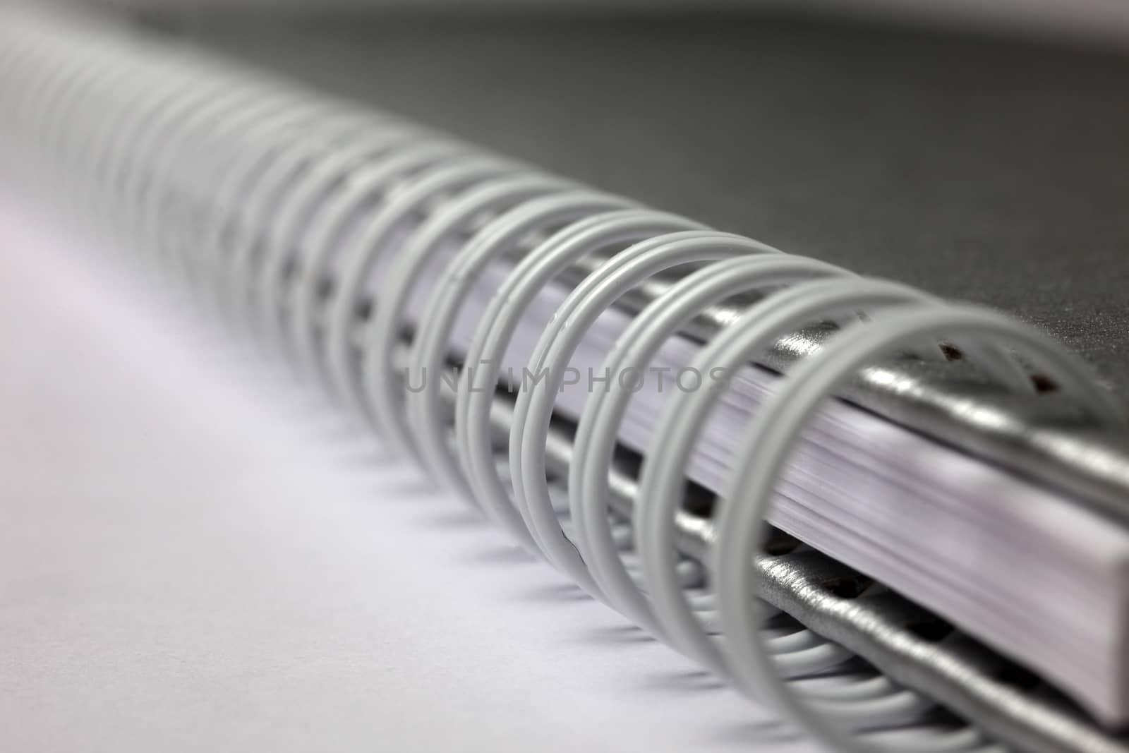 Extreme closeup of a spiral notebook