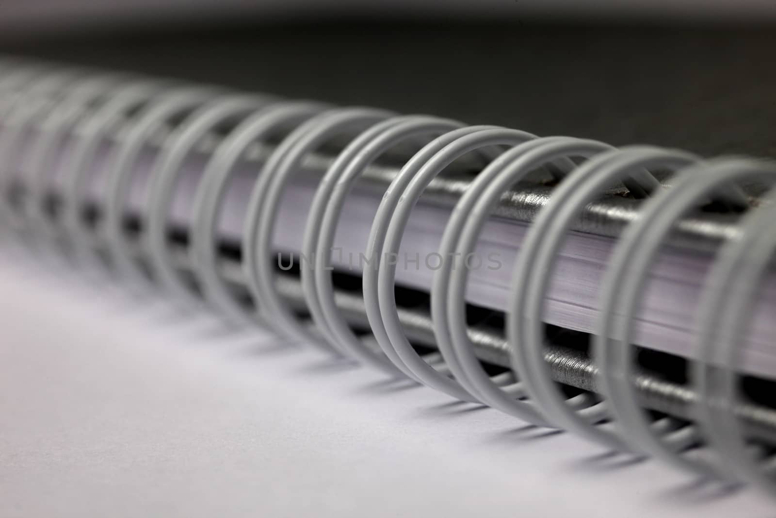 Extreme closeup of a spiral notebook