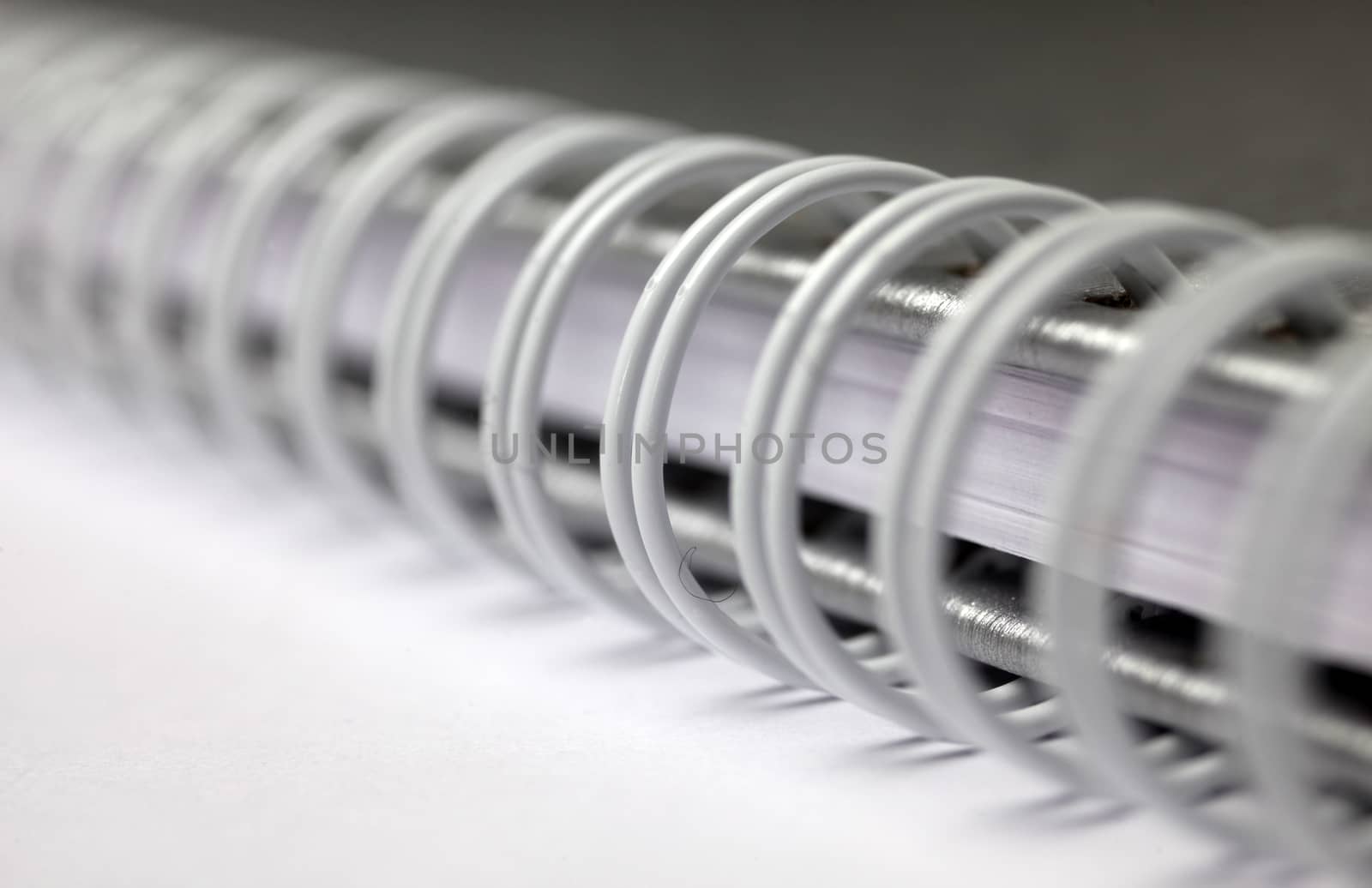Extreme closeup of a spiral notebook