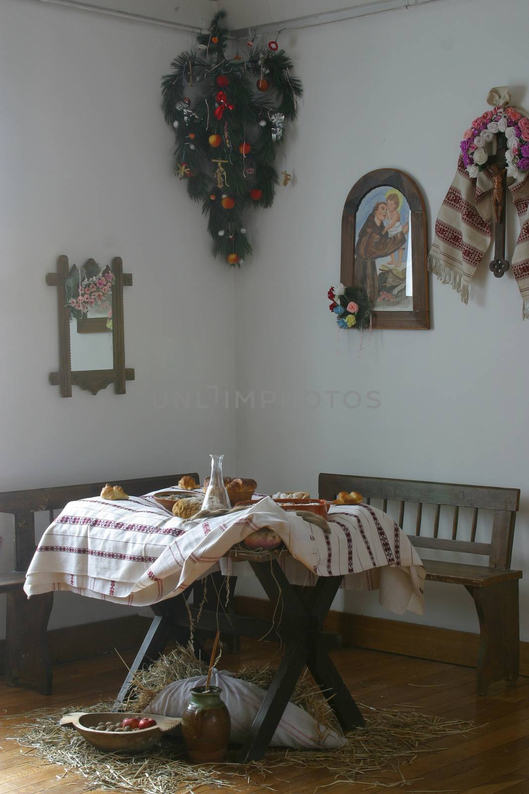 A nice dining table set for Christmas dinner in old countryhouse, central Europe -Croatia
