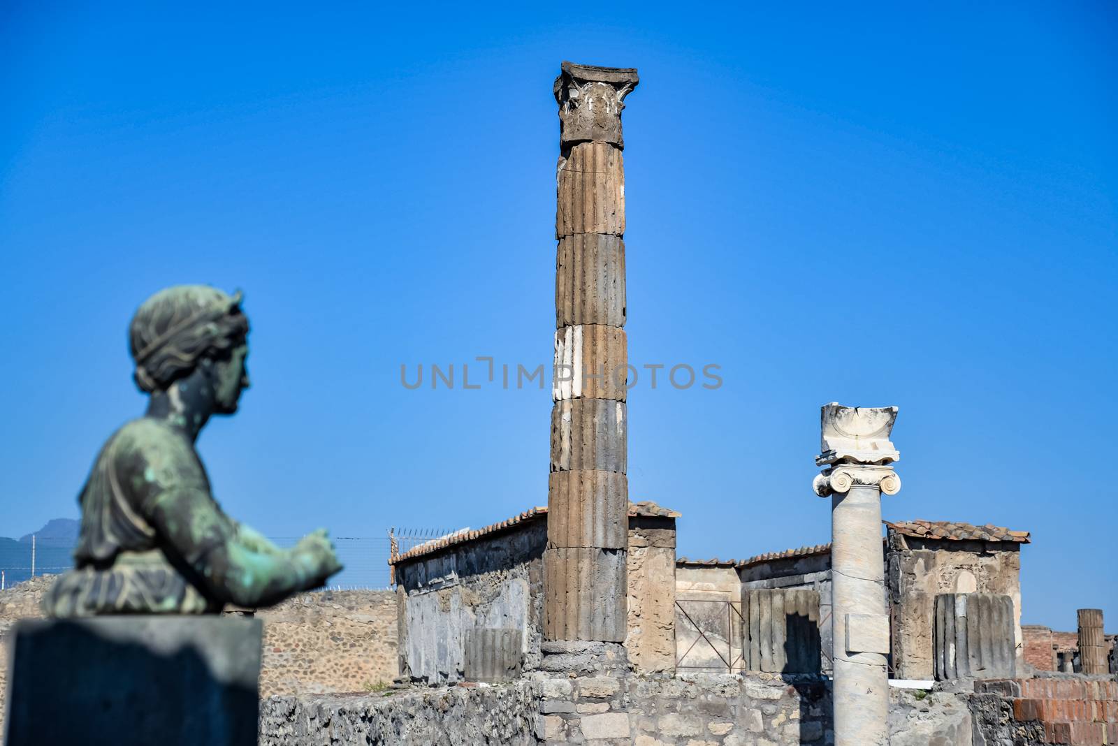 Roman archeologic ruins of the lost city of  Pompeii,  Italy