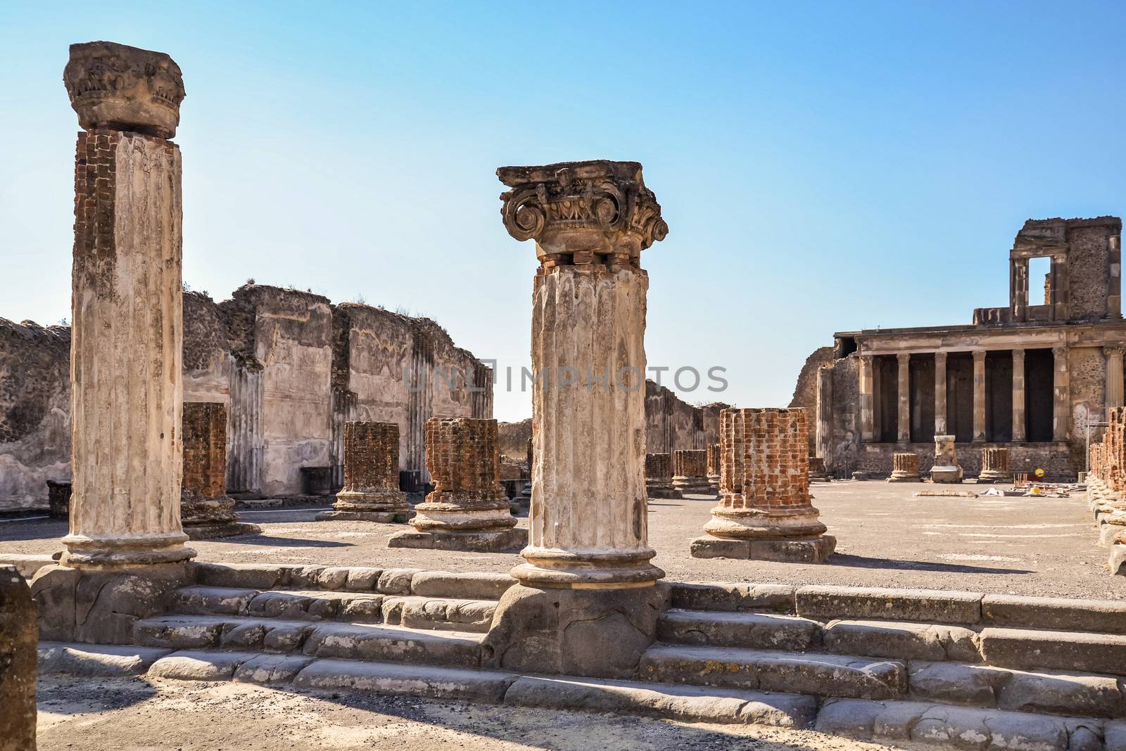 Roman archeologic ruins of the lost city of  Pompeii,  Italy