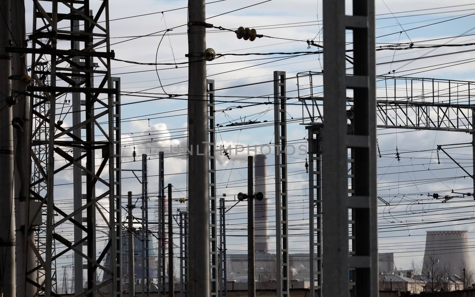 power station electrical wires industrial landscape