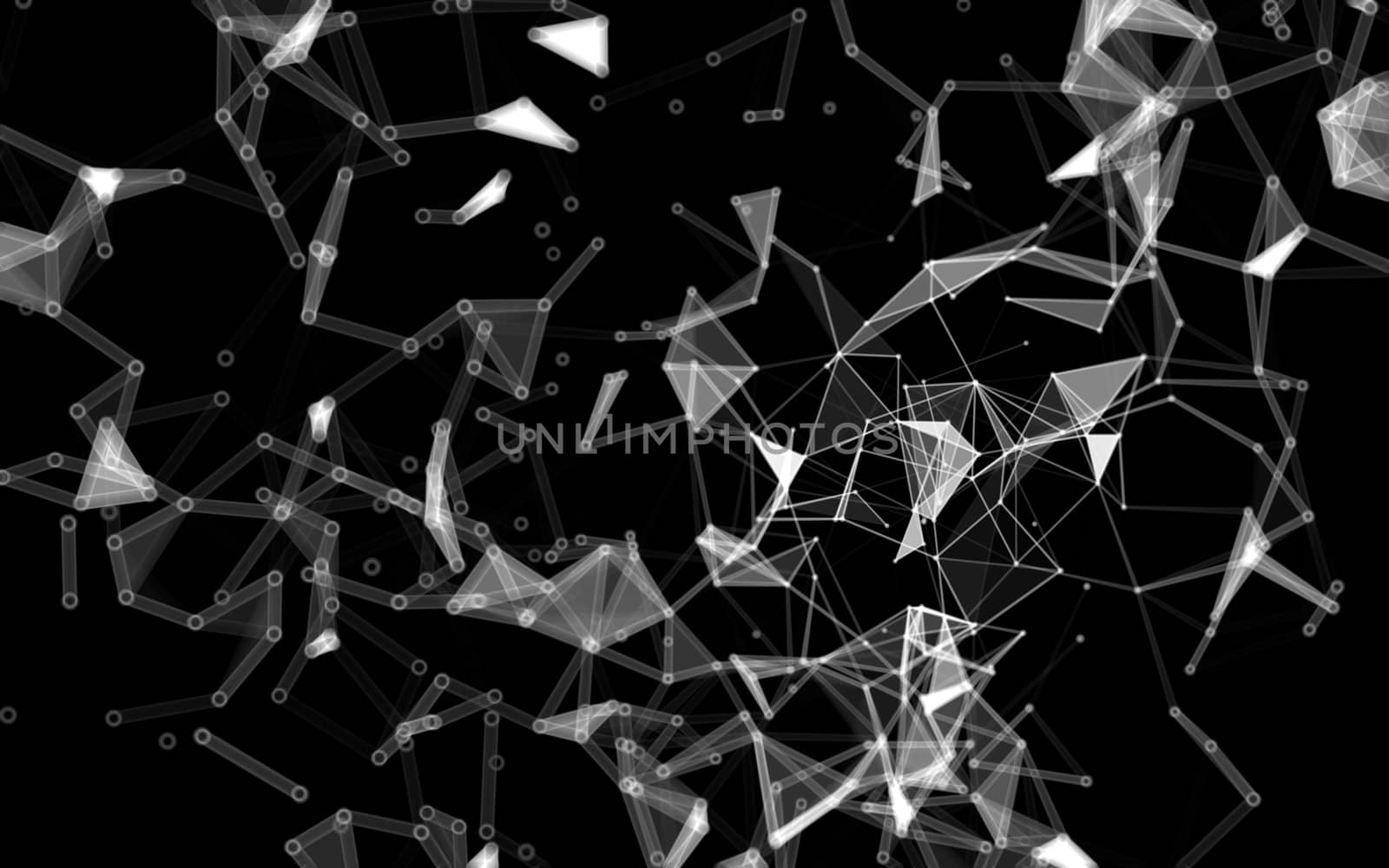 Abstract polygonal space low poly dark background with connecting dots and lines. Connection structure.