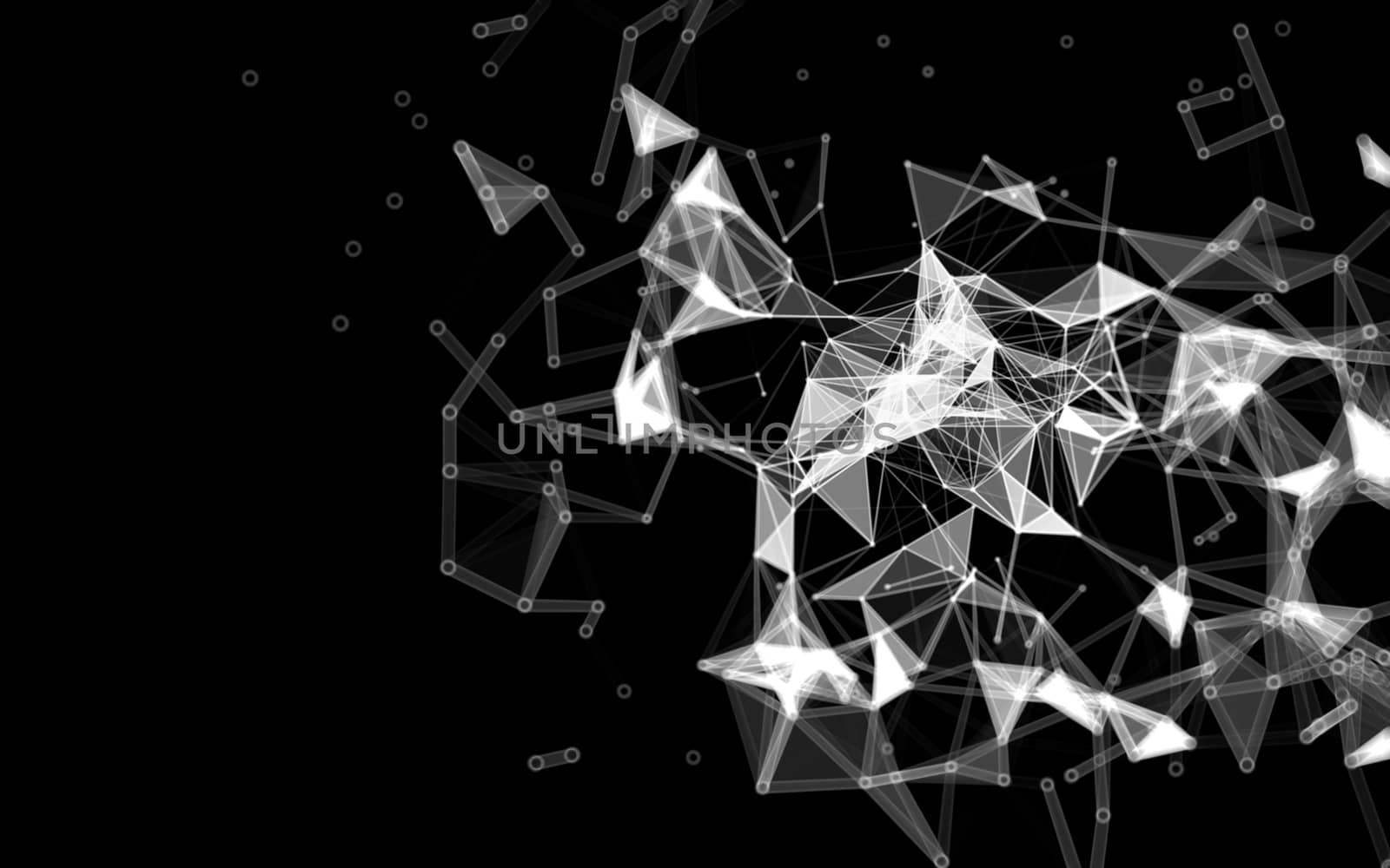 Abstract polygonal space low poly dark background with connecting dots and lines. Connection structure.