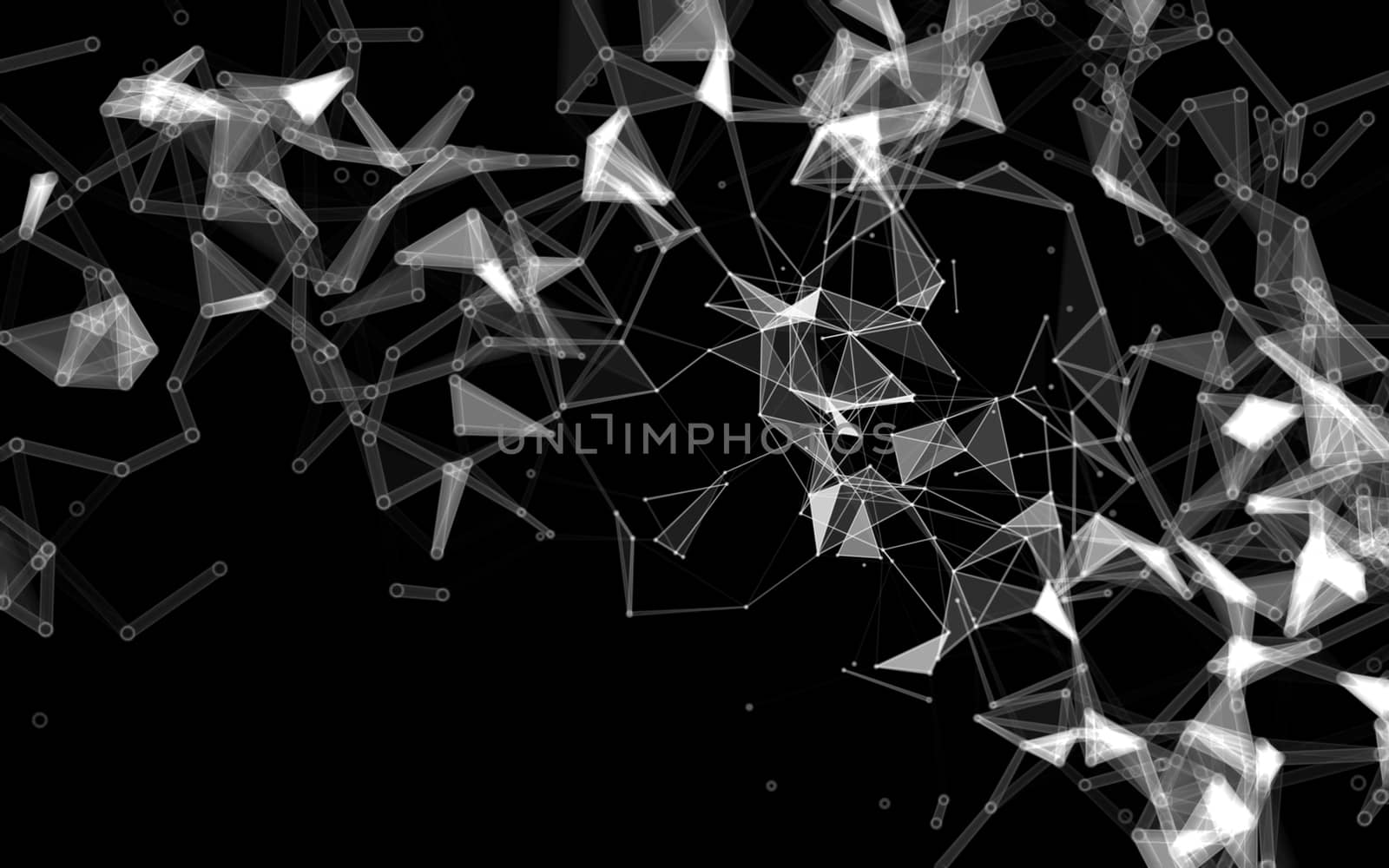 Abstract polygonal space low poly dark background with connecting dots and lines. Connection structure.