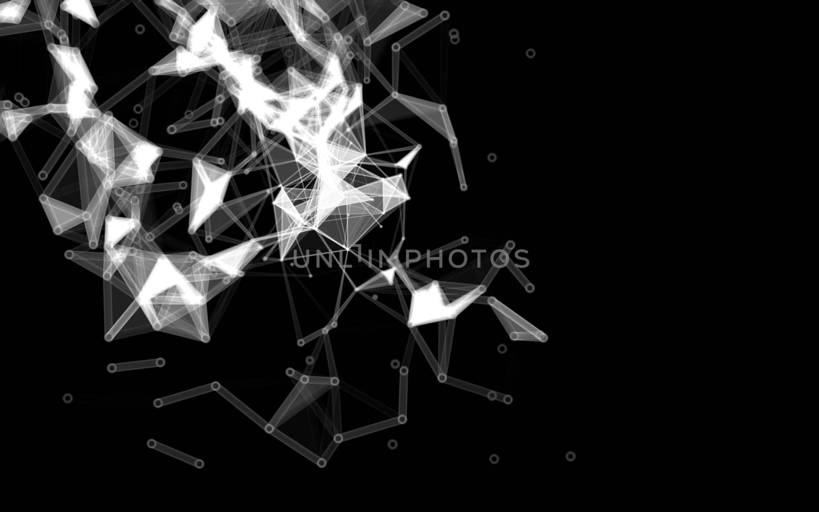 Abstract polygonal space low poly dark background with connecting dots and lines. Connection structure.